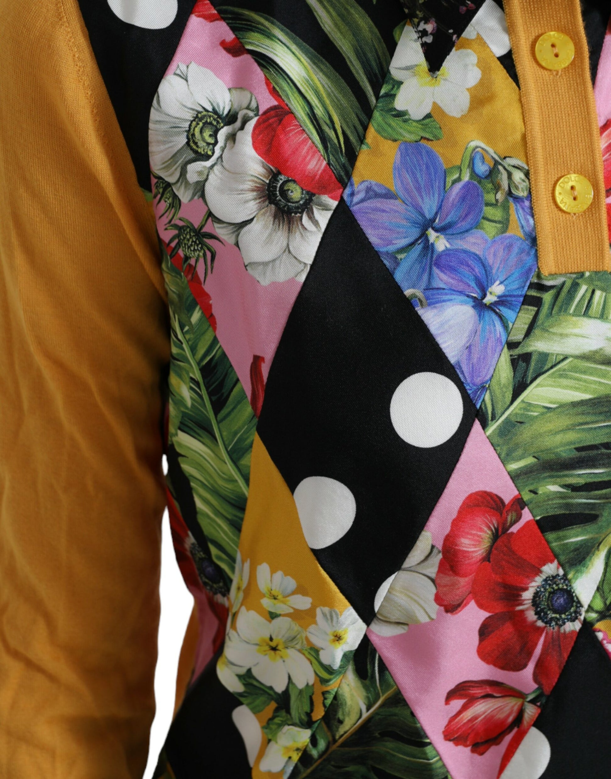 Dolce & Gabbana Elegant Patchwork Henley Silk Blend Sweater - ACCEXO