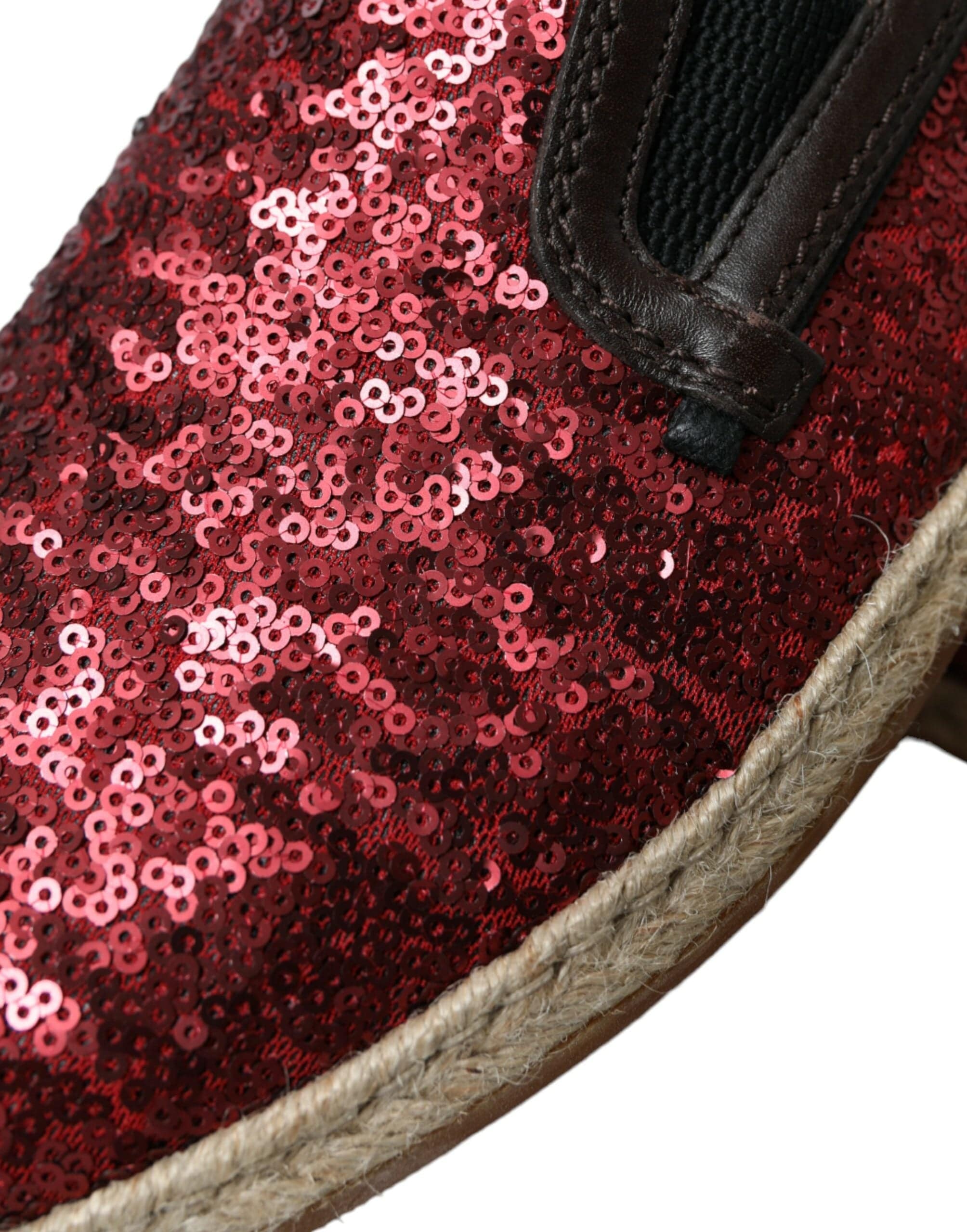 Dolce & Gabbana Red Sequined Leather Loafers - ACCEXO