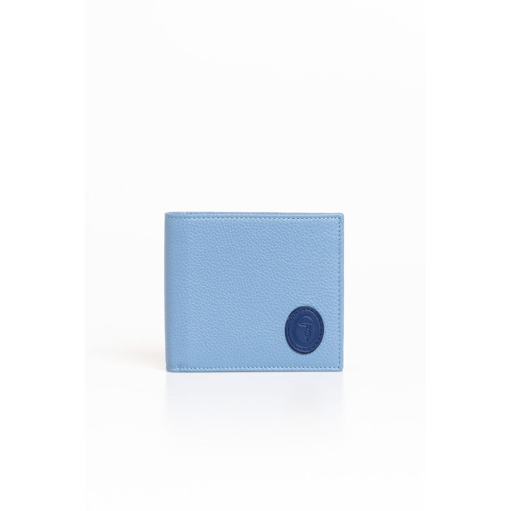 Trussardi Light Blue Leather Men Wallet - ACCEXO