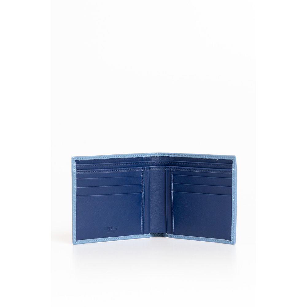Trussardi Light Blue Leather Men Wallet - ACCEXO