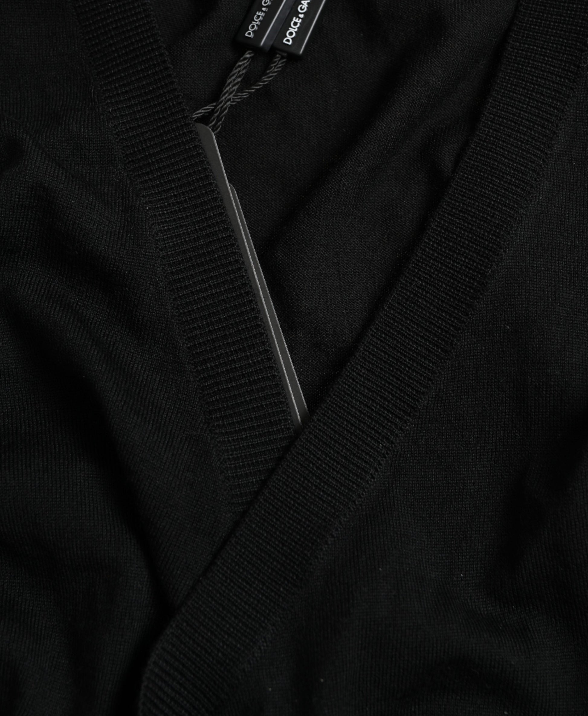 Dolce & Gabbana Elegant Black Virgin Wool Cardigan Sweater - ACCEXO