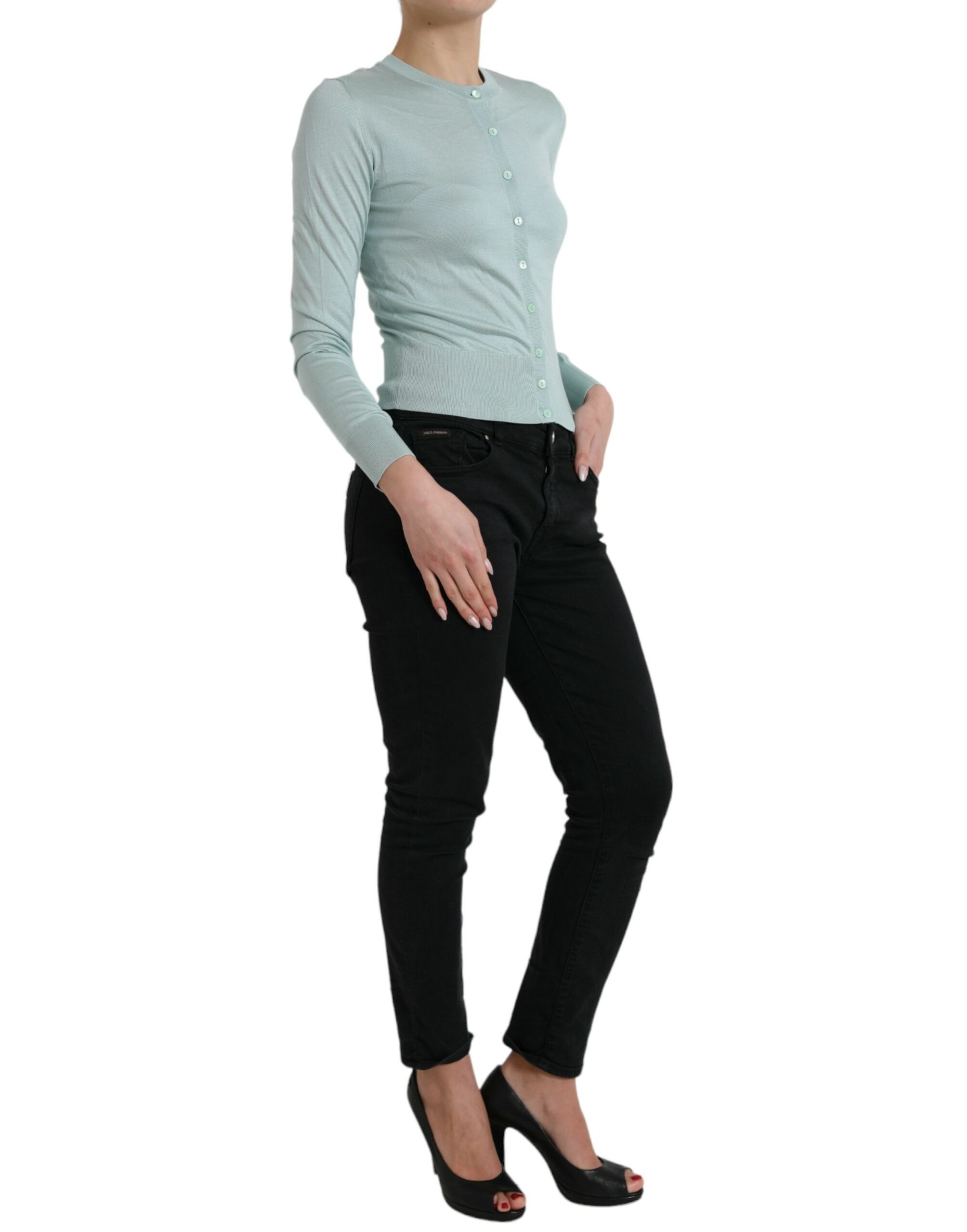 Dolce & Gabbana Elegant Light Blue Silk Cardigan - ACCEXO