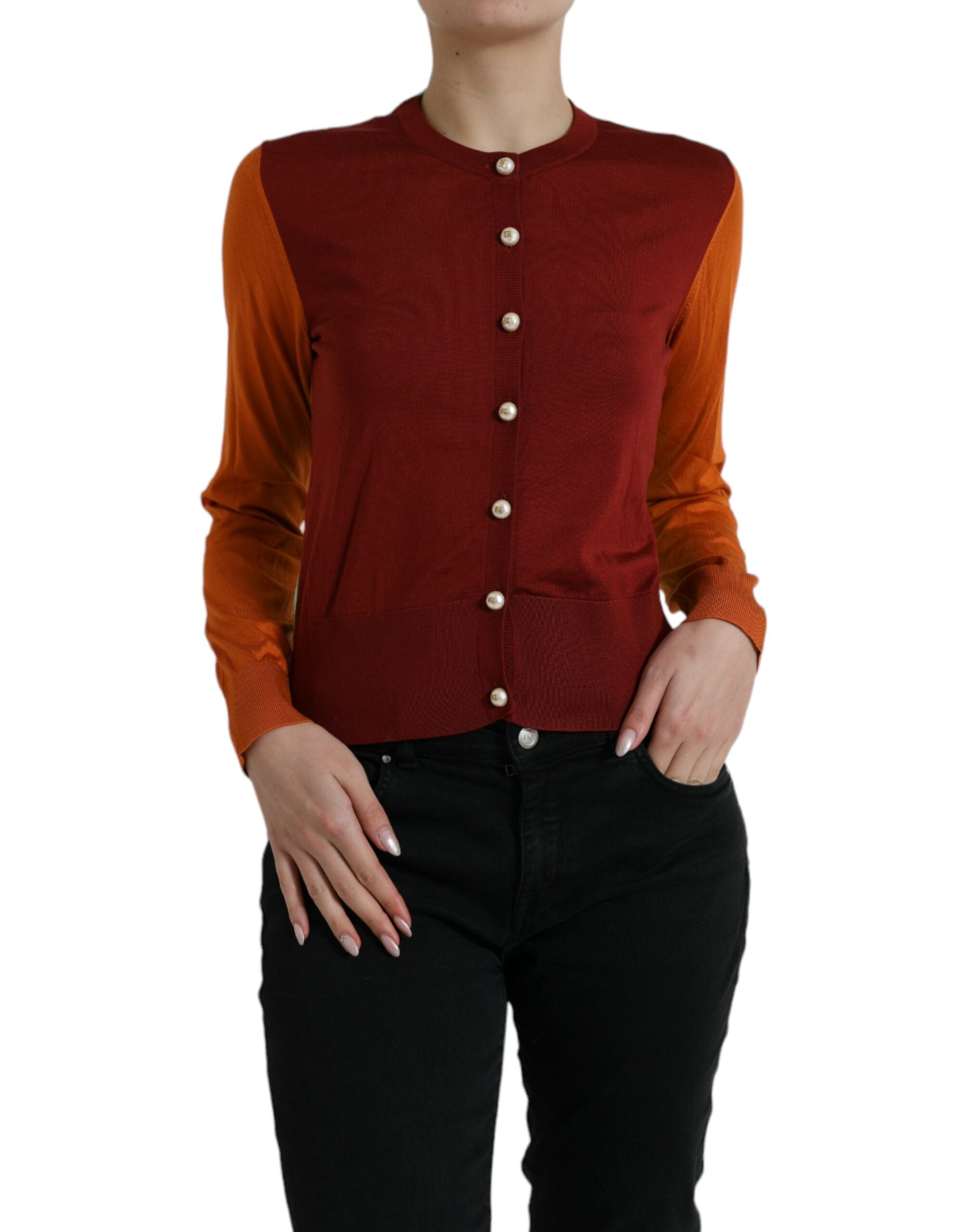 Dolce & Gabbana Elegant Silk Cardigan Sweater in Vibrant Tones - ACCEXO