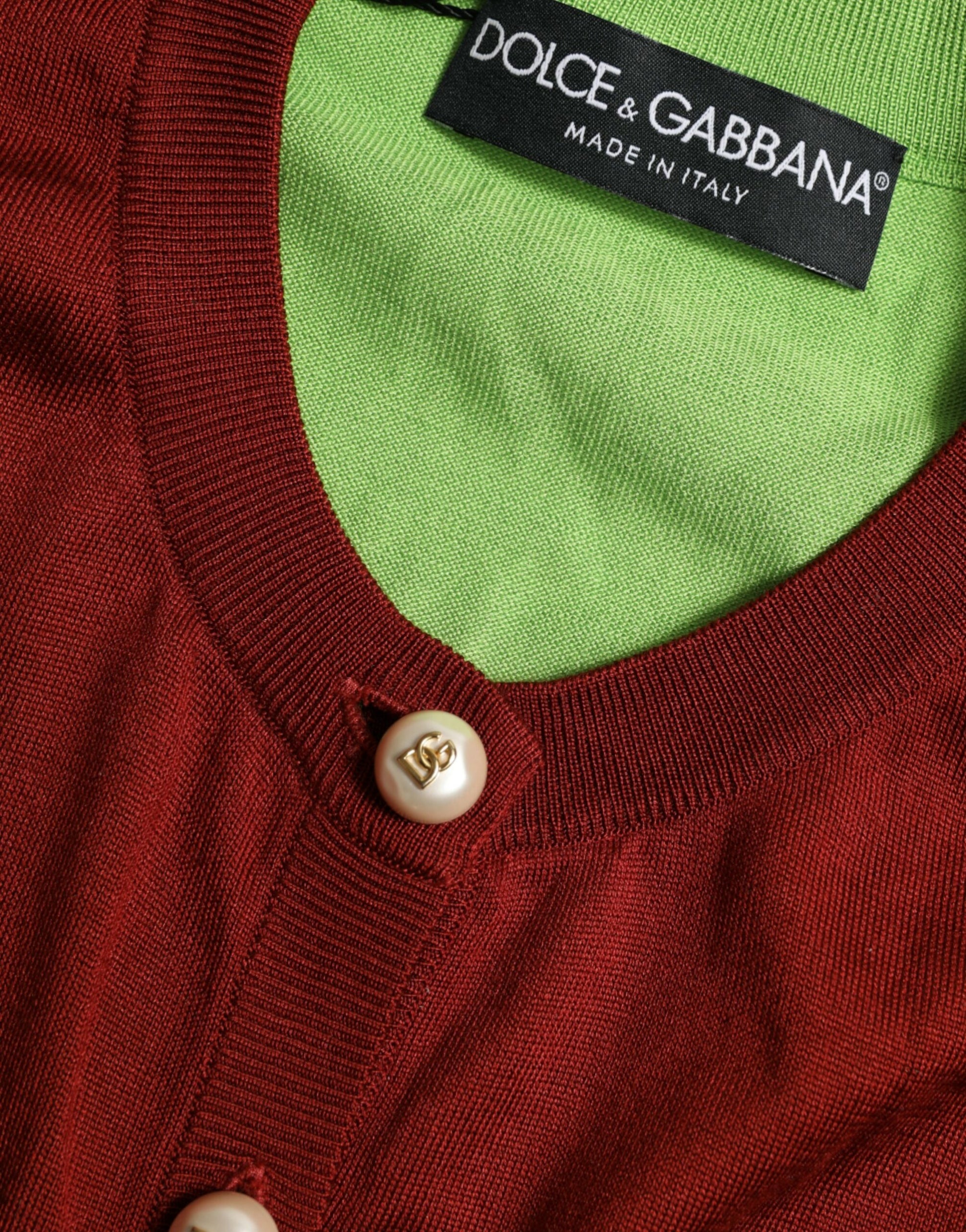 Dolce & Gabbana Elegant Silk Cardigan Sweater in Vibrant Tones - ACCEXO