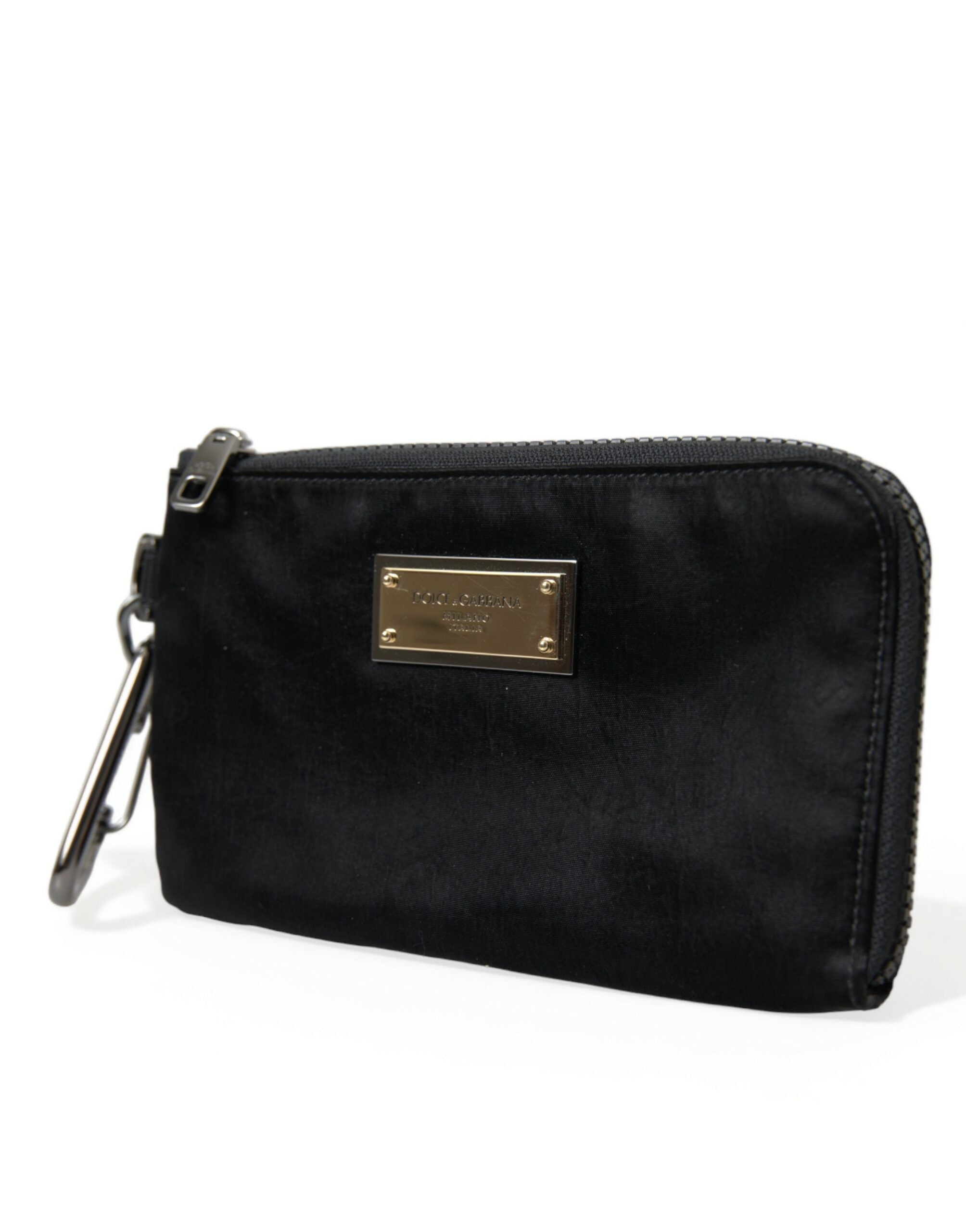 Dolce & Gabbana Sleek Designer Nylon-Leather Pouch in Black - ACCEXO