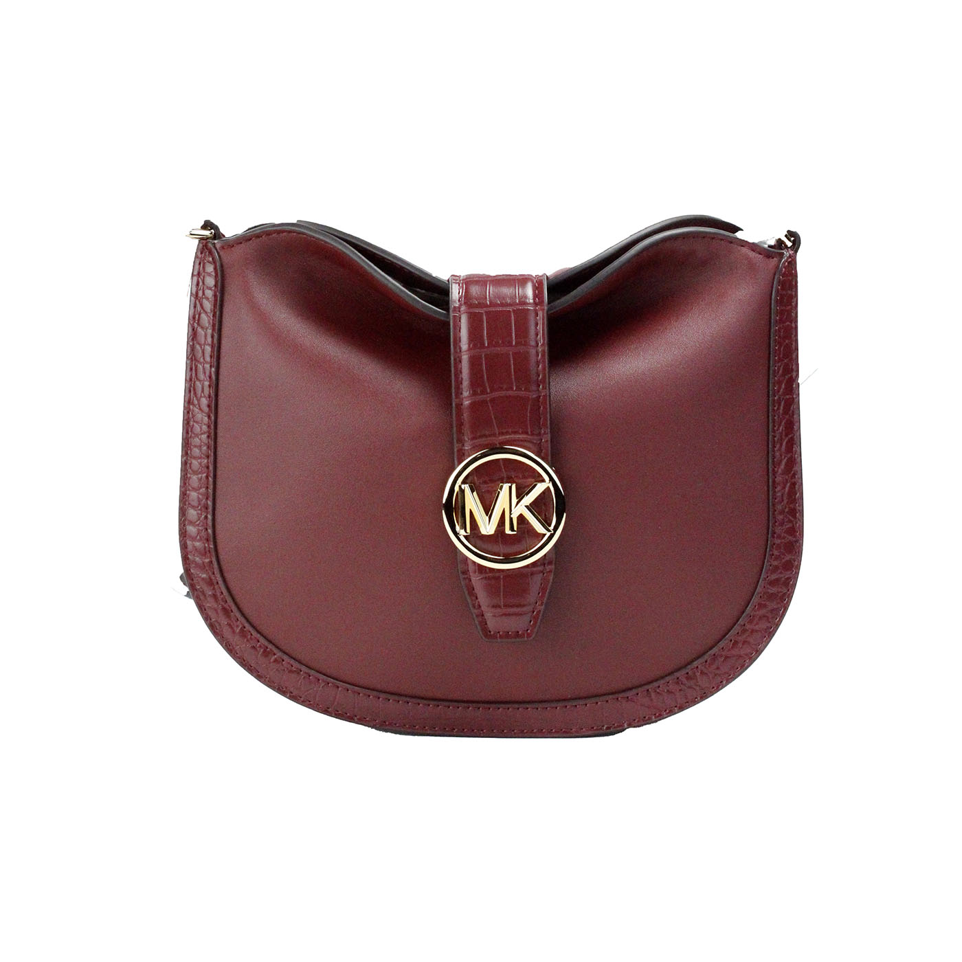 Michael Kors Gabby Small Dark Cherry Leather Foldover Hobo Crossbody Bag - ACCEXO