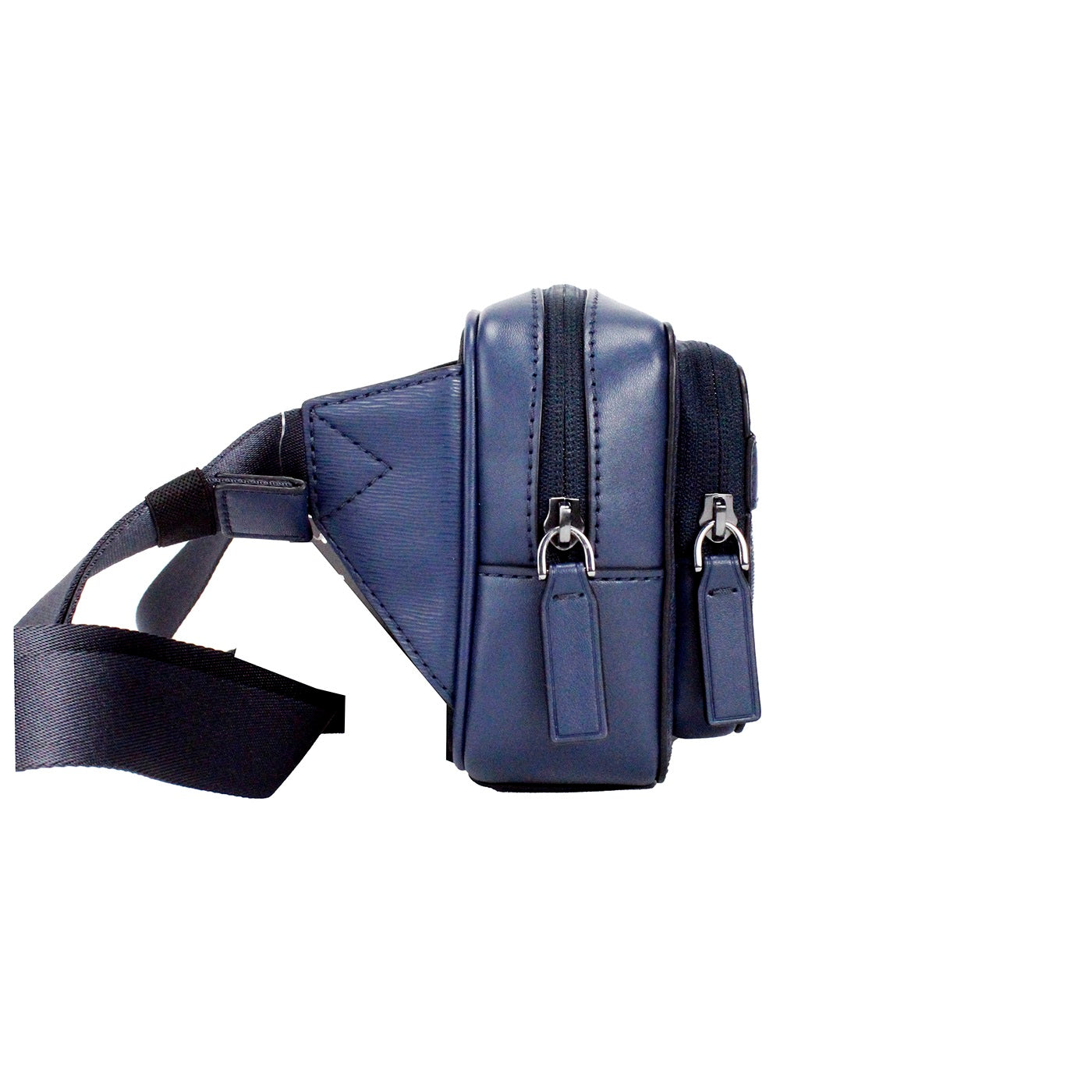 Michael Kors Cooper Small Navy Blue Smooth Leather Double Zip Belt Bag - ACCEXO