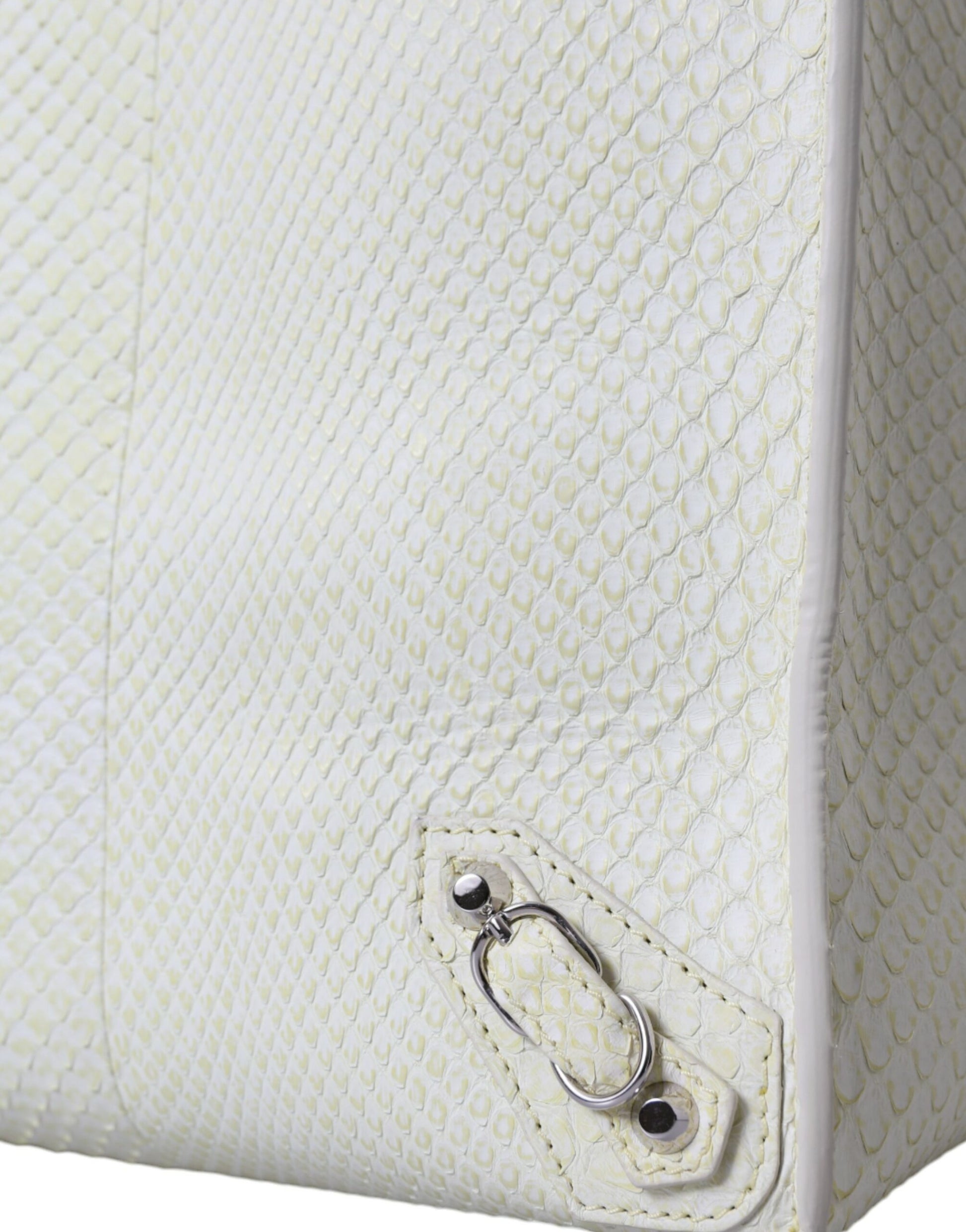Balenciaga Chic Python Leather Tote in White & Yellow - ACCEXO