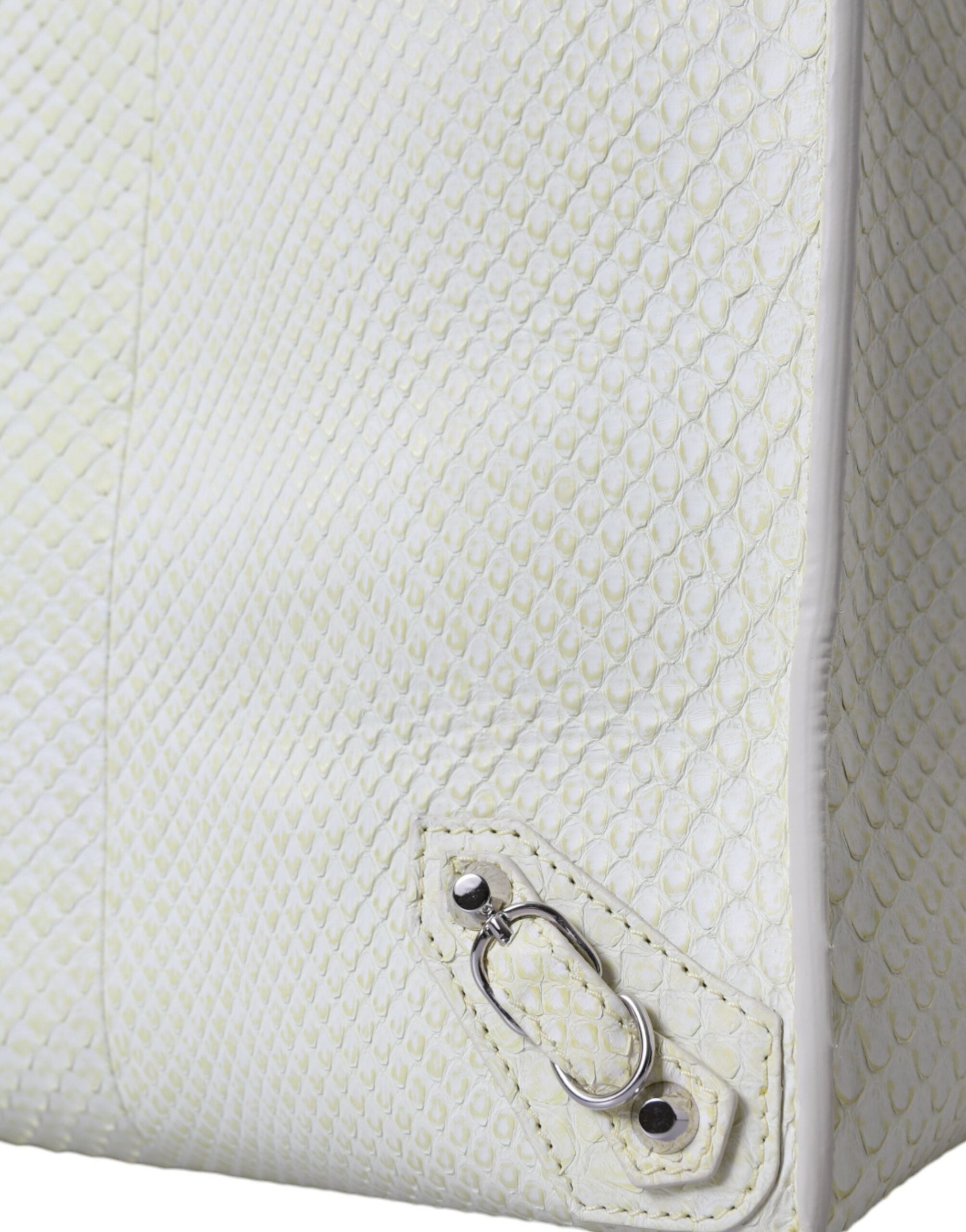Balenciaga Chic Python Leather Tote in White & Yellow - ACCEXO