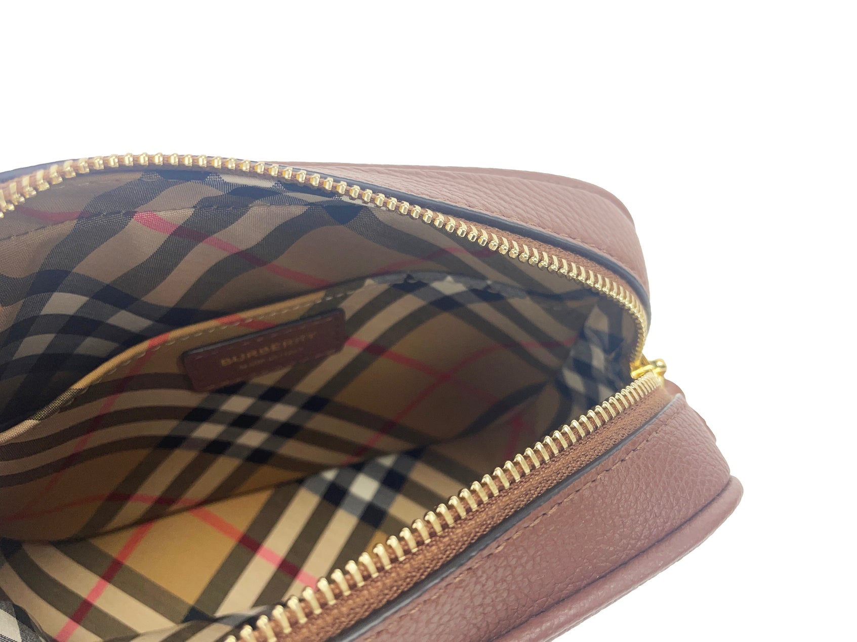 Burberry Small Leather Tan Camera Crossbody TB Logo Bag - ACCEXO