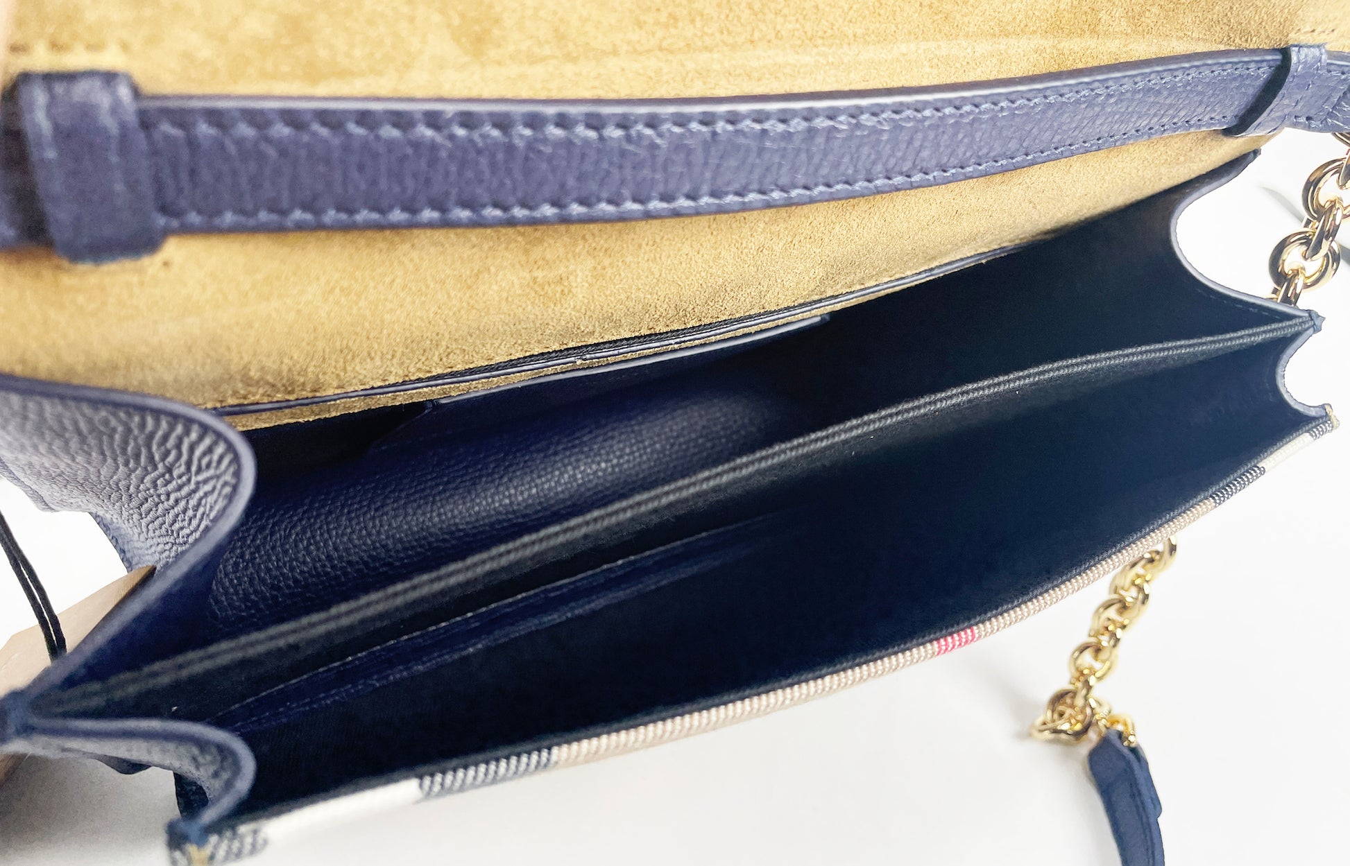 Burberry Macken Small Regency Blue House Check Leather Crossbody Bag - ACCEXO