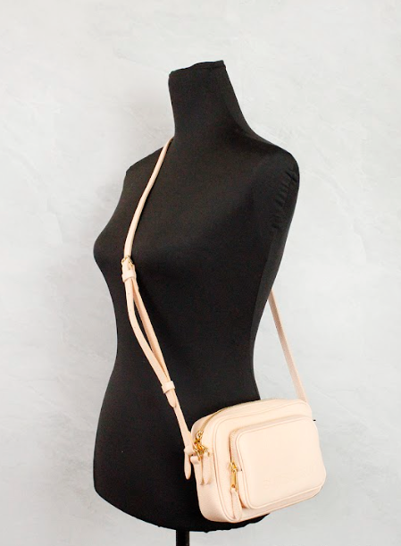 Burberry Small Branded Peach Pink Grainy Leather Camera Crossbody Bag - ACCEXO