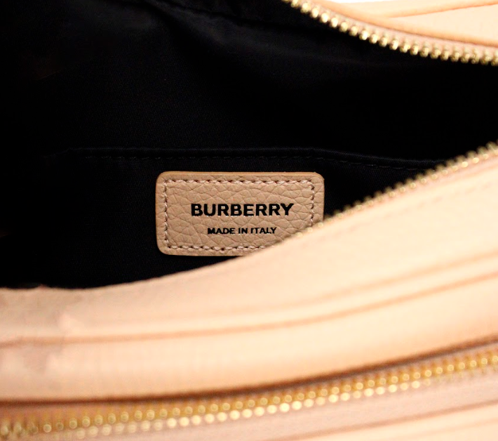 Burberry Small Branded Peach Pink Grainy Leather Camera Crossbody Bag - ACCEXO