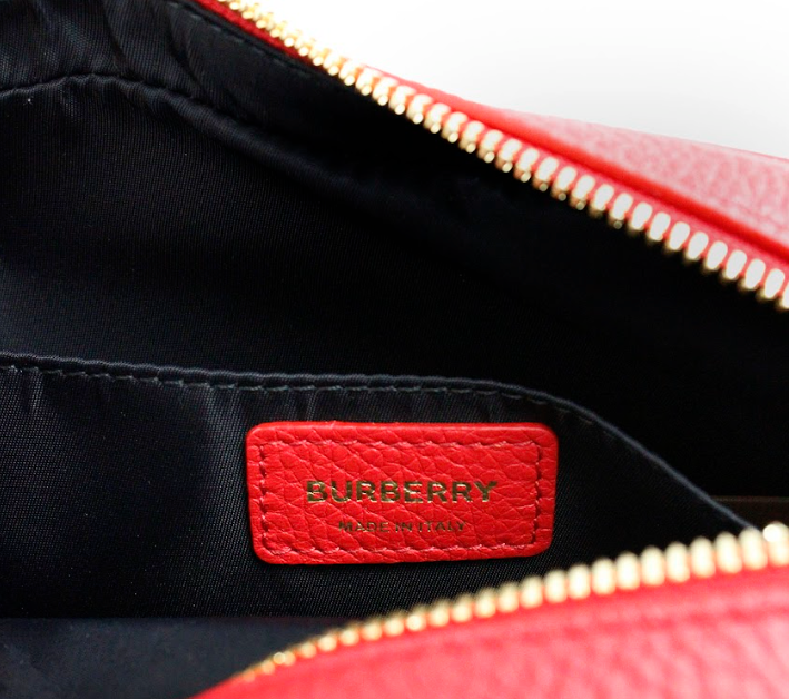 Burberry Small Branded Bright Red Grainy Leather Camera Crossbody Bag - ACCEXO