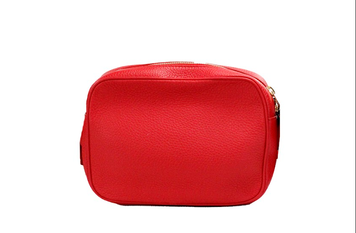 Burberry Small Branded Bright Red Grainy Leather Camera Crossbody Bag - ACCEXO
