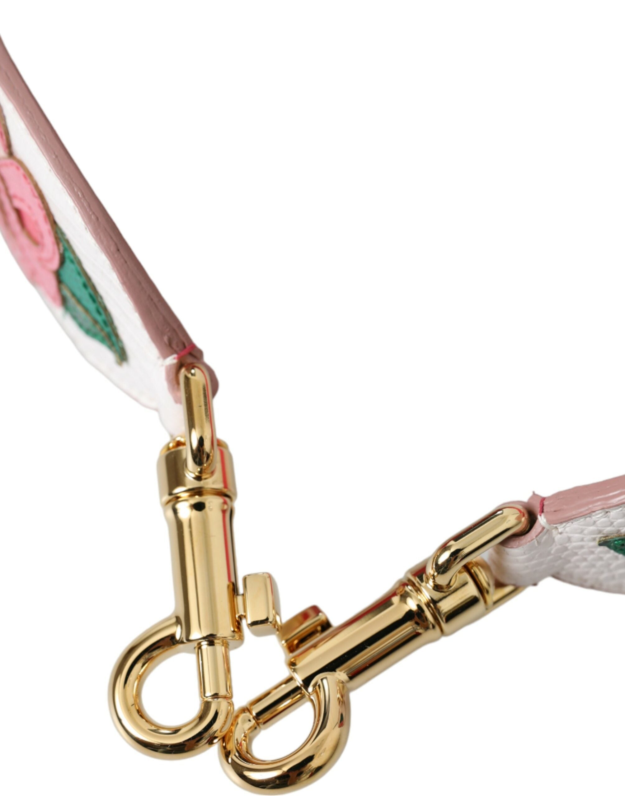 Dolce & Gabbana White Floral Leather Accessory Shoulder Strap - ACCEXO