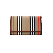 Burberry Hannah Icon Stripe Archive Tan E-Canvas Leather Wallet Crossbody Bag - ACCEXO