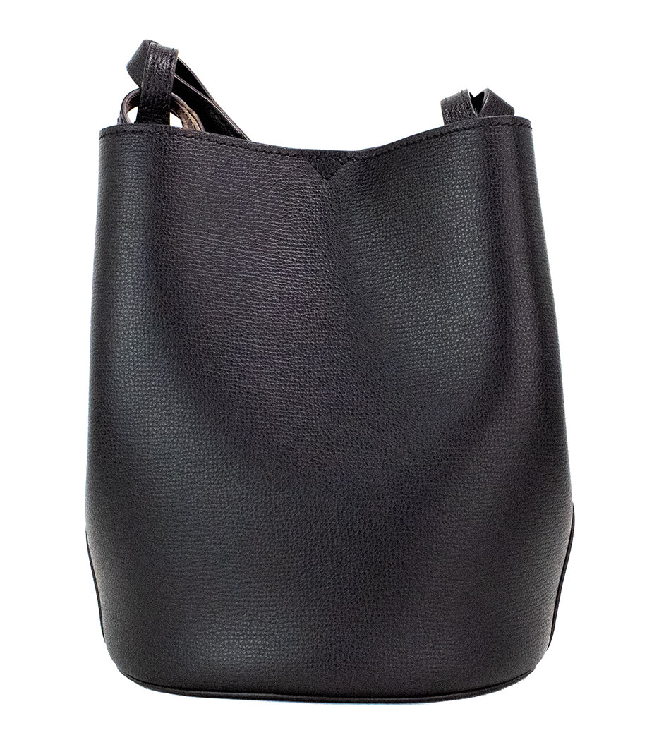 Burberry Lorne Small Black Haymarket Check Pebble Leather Bucket Handbag Purse - ACCEXO