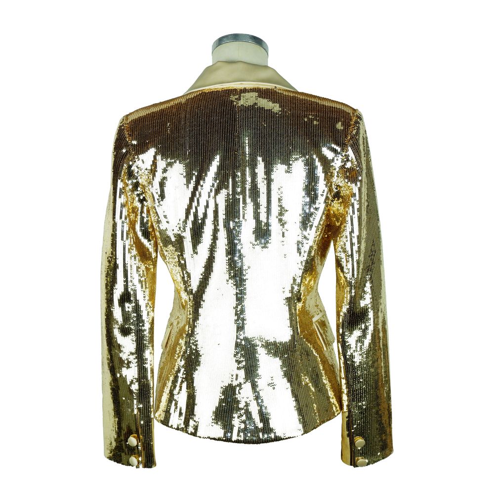 Elisabetta Franchi Chic Sequined Double-Breasted Yellow Jacket - ACCEXO