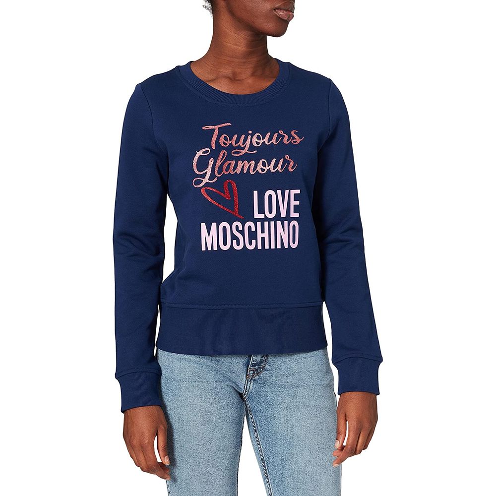 Love Moschino Blue Cotton Women Sweater - ACCEXO