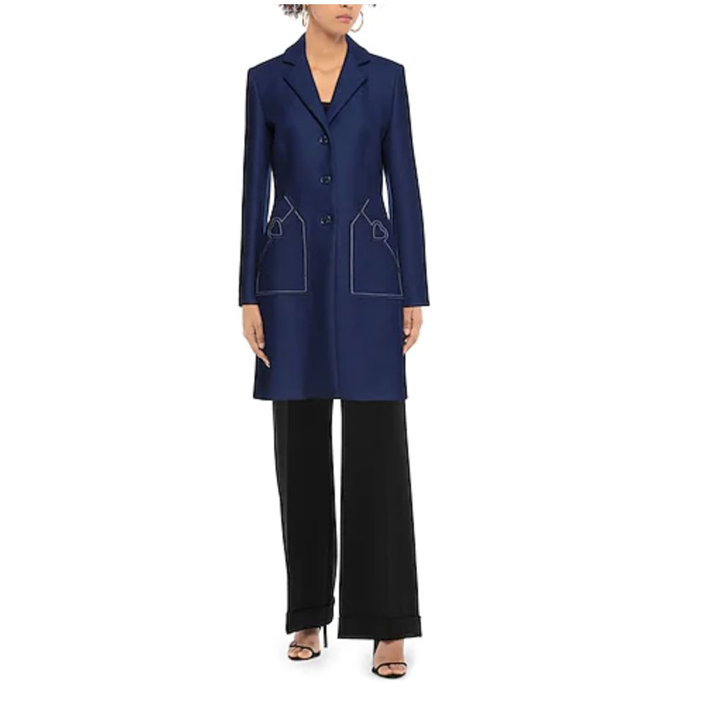 Love Moschino Elegant Embroidered Heart Wool Coat - ACCEXO