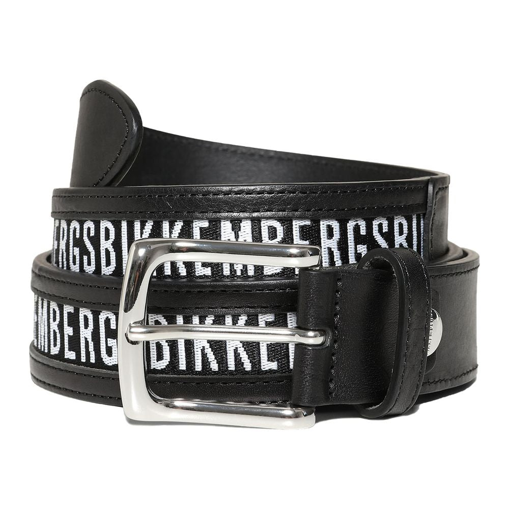 Bikkembergs Black Calfskin Men Belt - ACCEXO