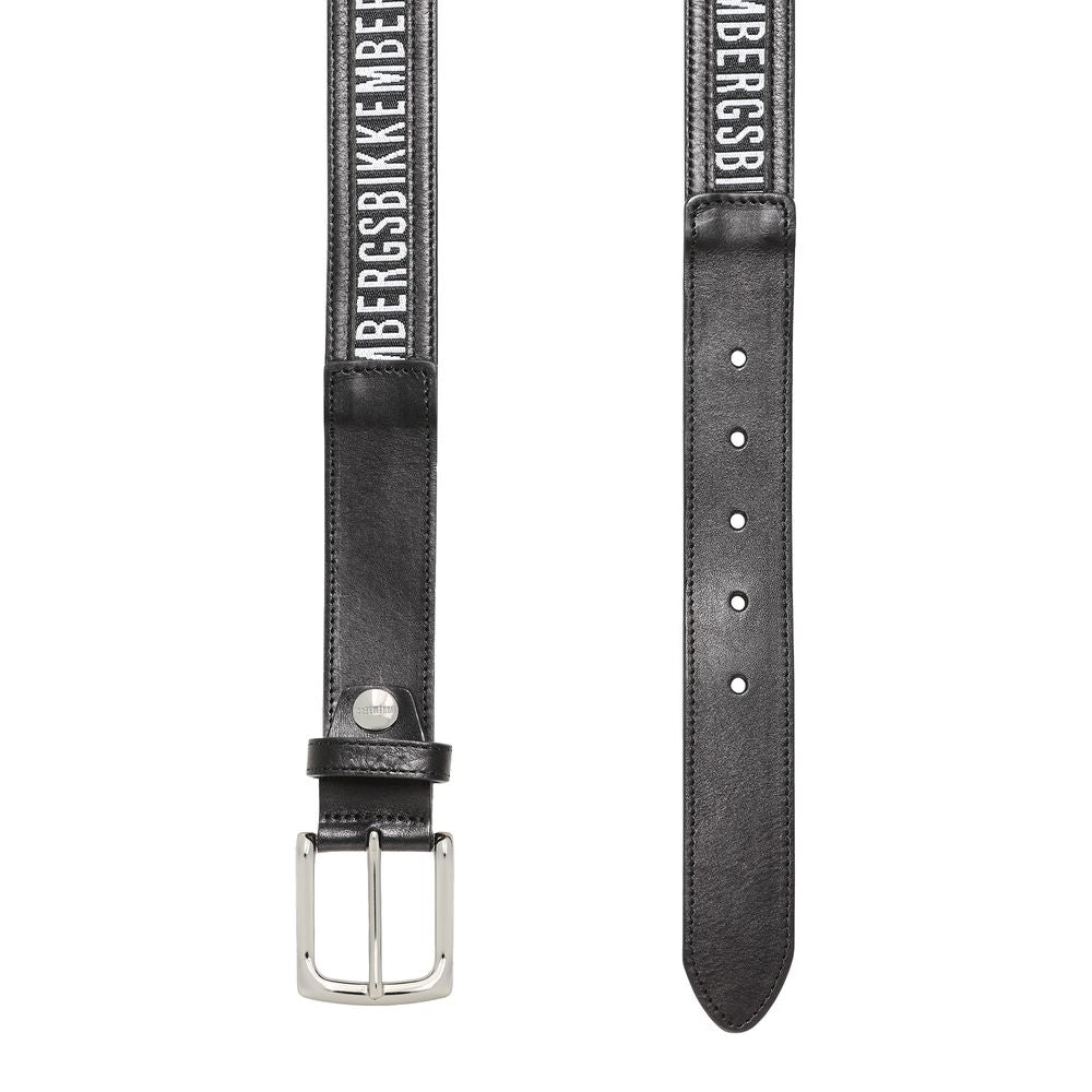 Bikkembergs Black Calfskin Men Belt - ACCEXO