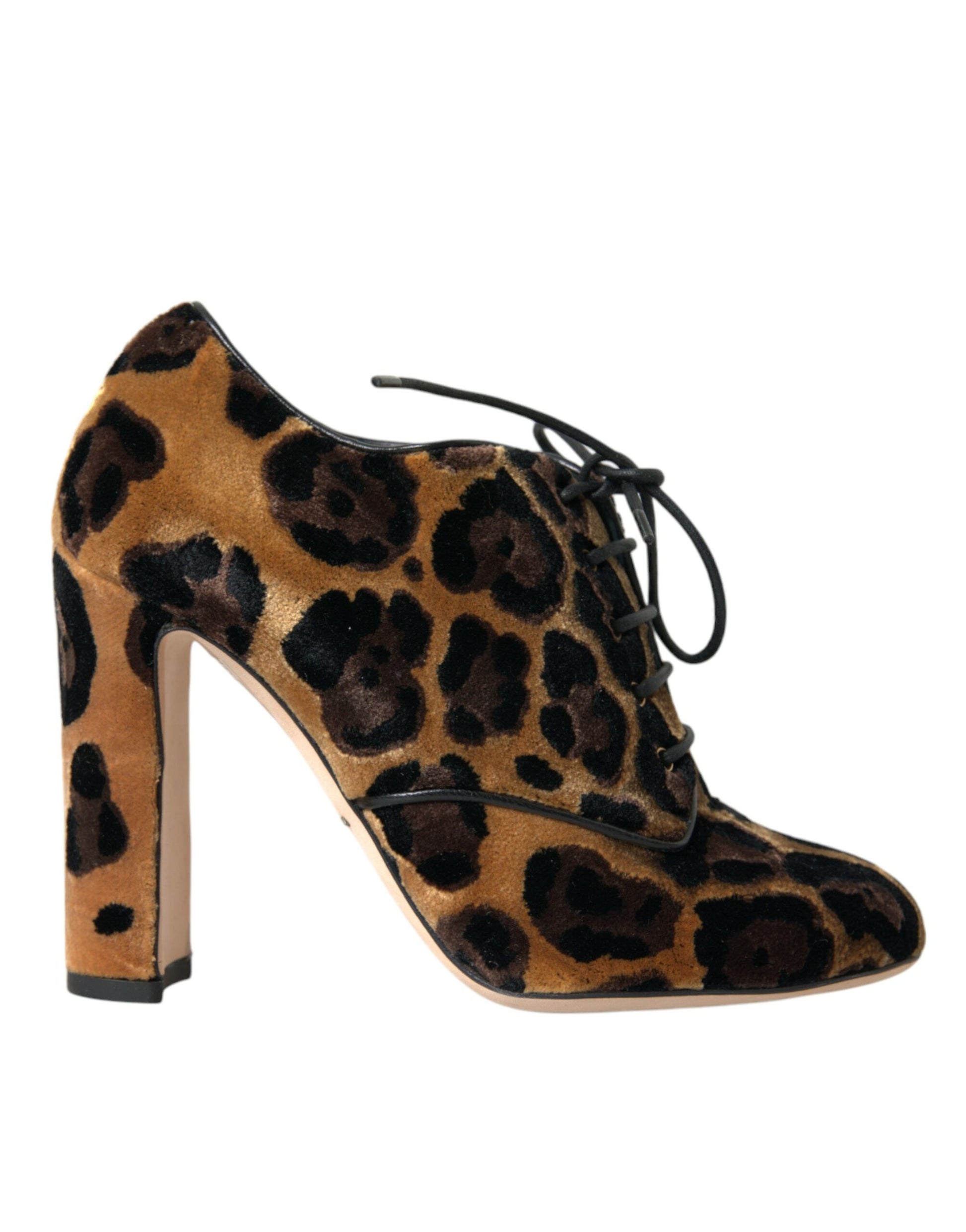 Dolce & Gabbana Brown Leopard Hair Lace Up Booties Shoes - ACCEXO
