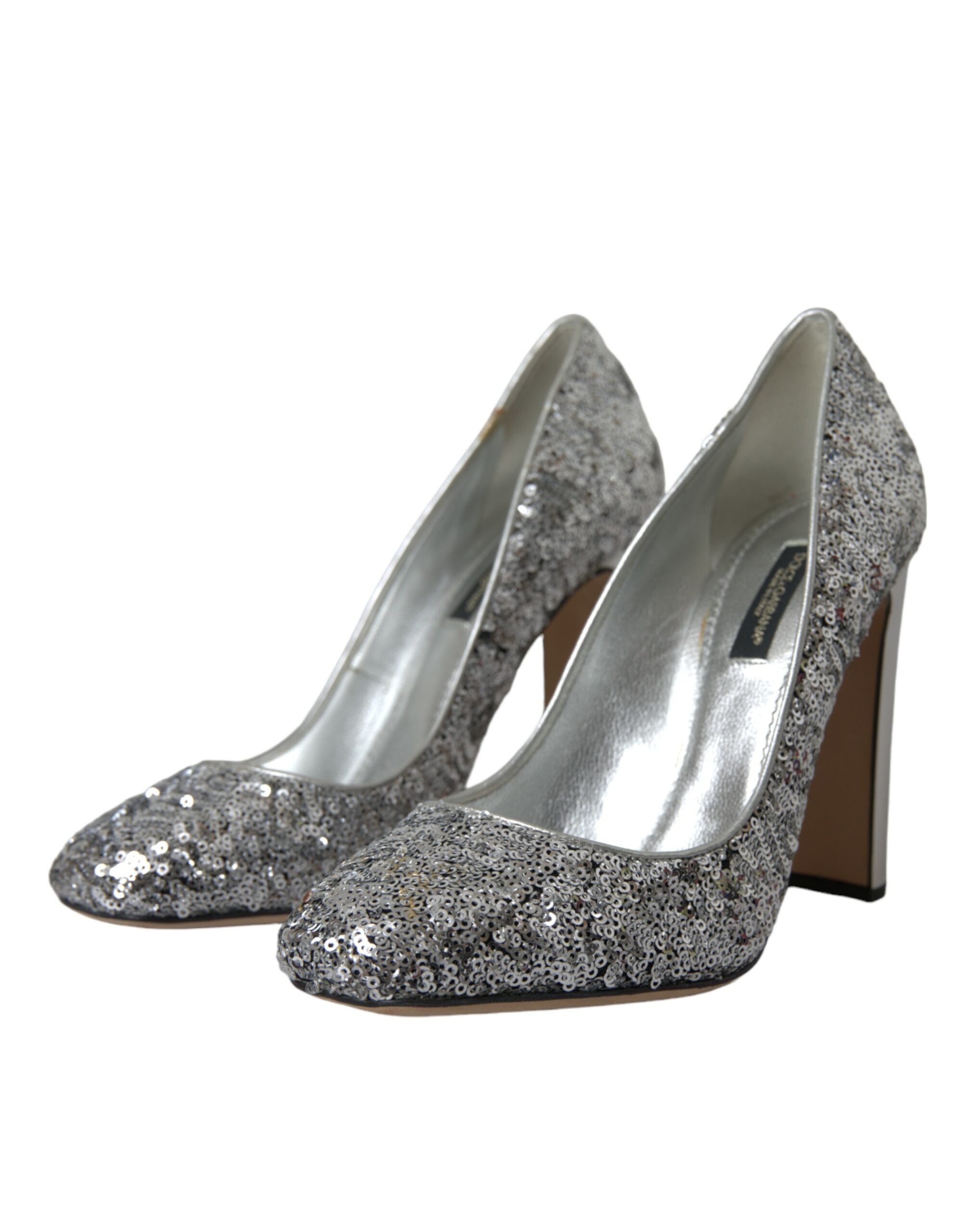 Dolce & Gabbana Silver Sequin Embellished Heels Pumps Shoes - ACCEXO