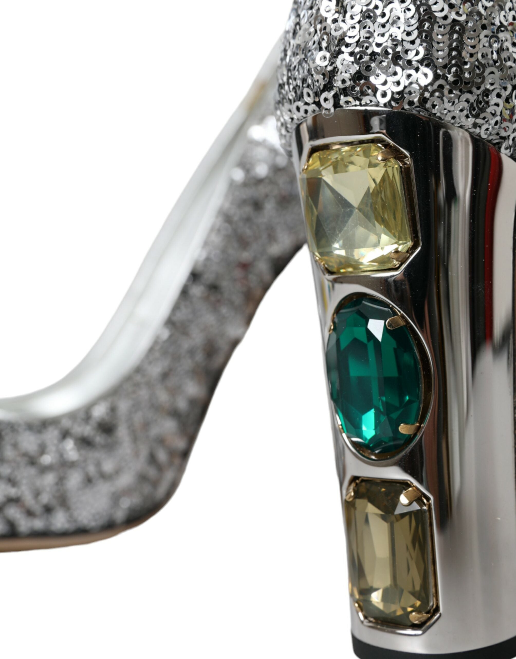 Dolce & Gabbana Silver Sequin Embellished Heels Pumps Shoes - ACCEXO