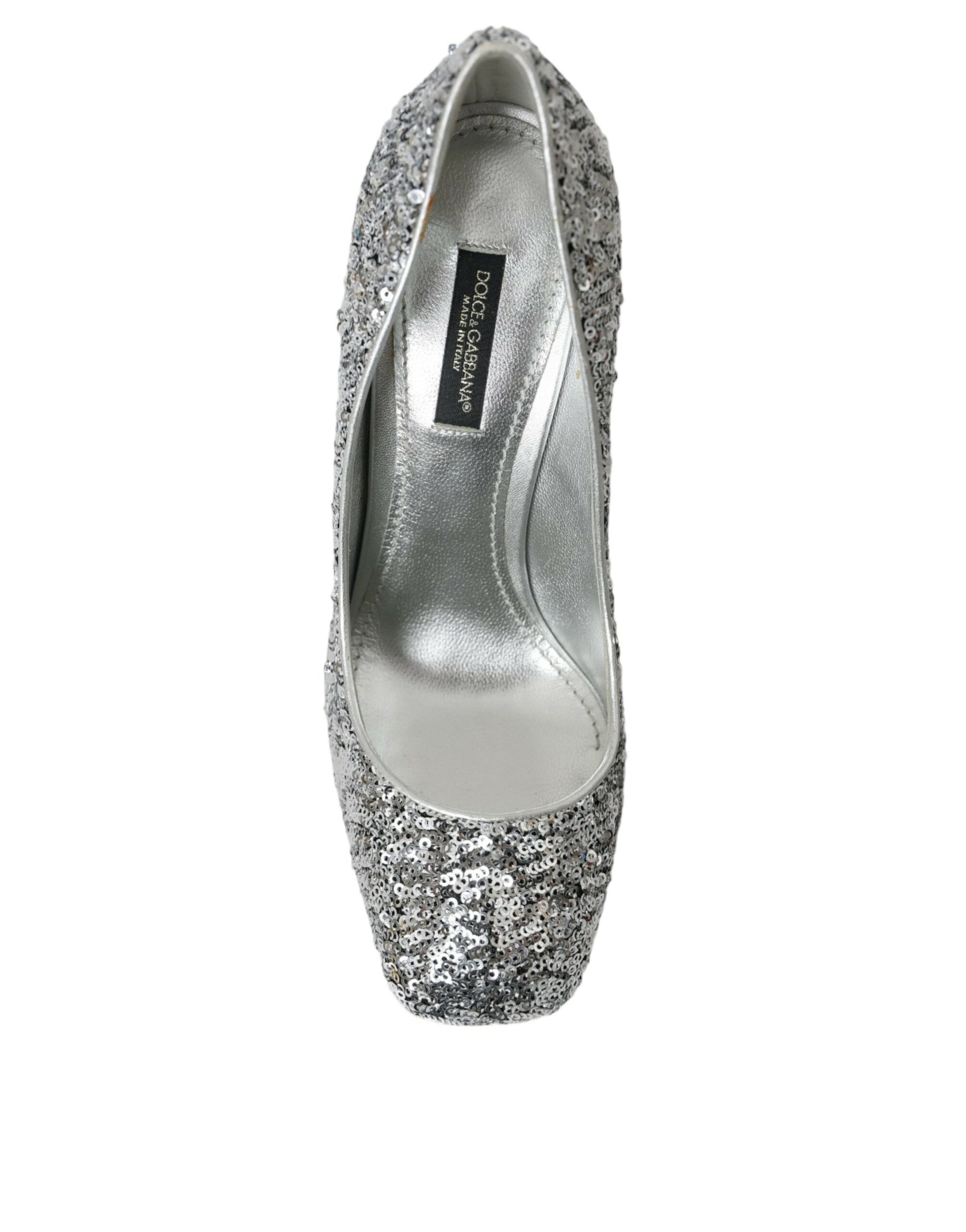 Dolce & Gabbana Silver Sequin Embellished Heels Pumps Shoes - ACCEXO