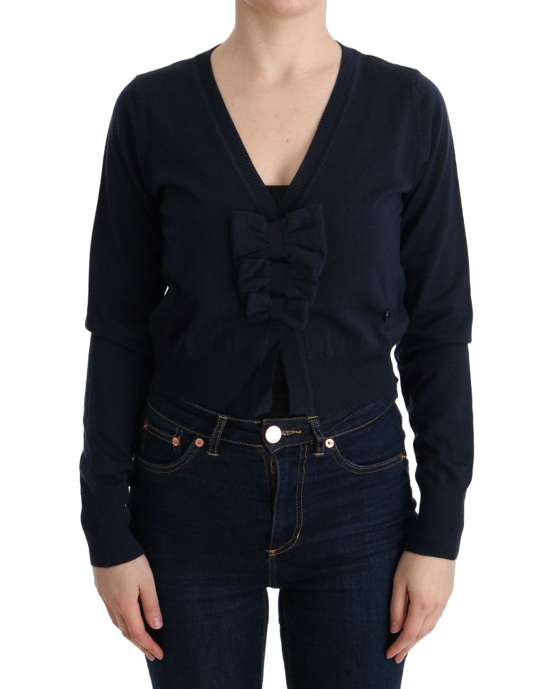 MARGHI LO' Elegant Blue Wool Cardigan Sweater - ACCEXO