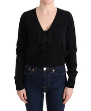 MARGHI LO' Elegant Black Wool Cardigan Sweater - ACCEXO