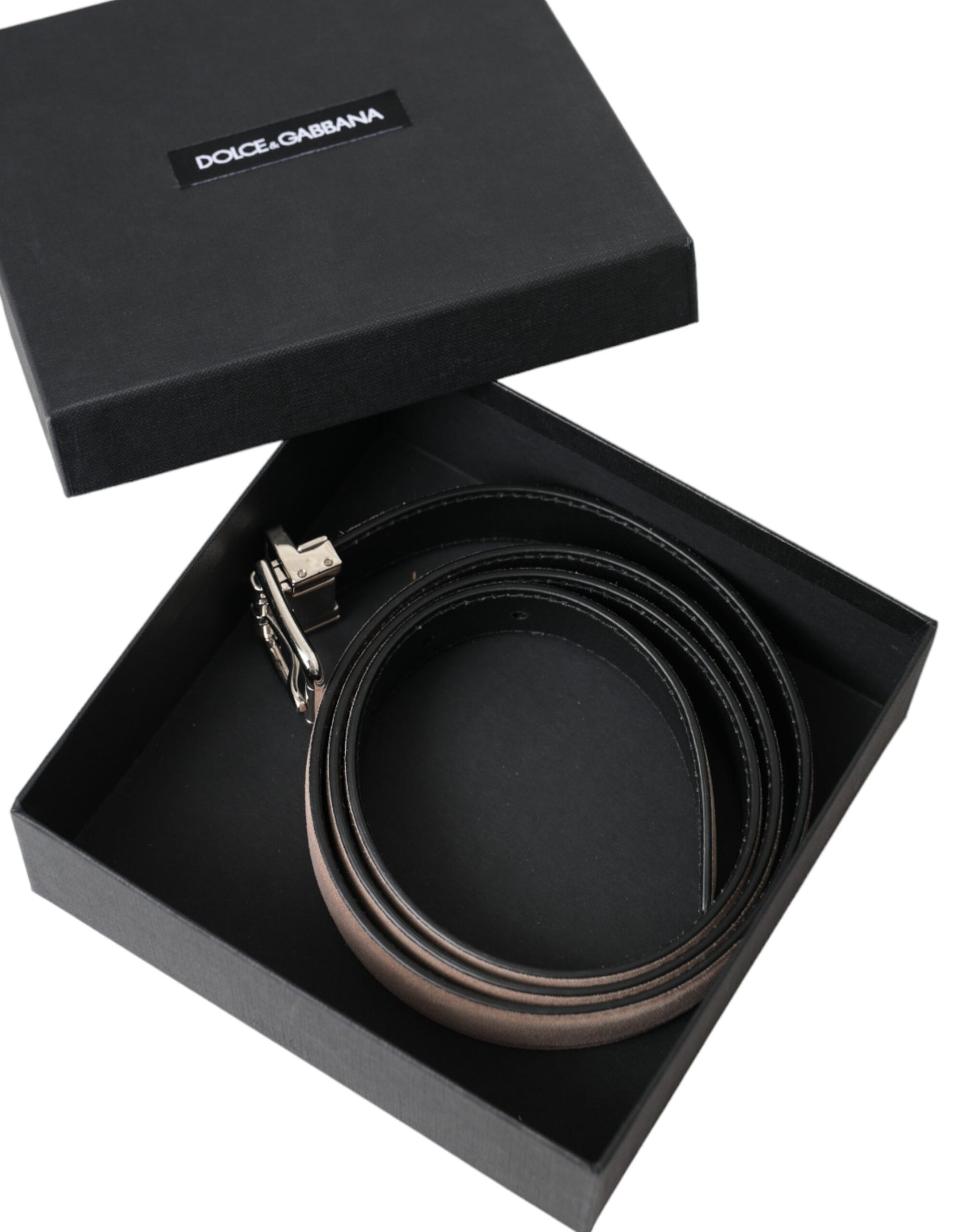 Dolce & Gabbana Beige Suede Leather Silver Buckle Belt Men - ACCEXO