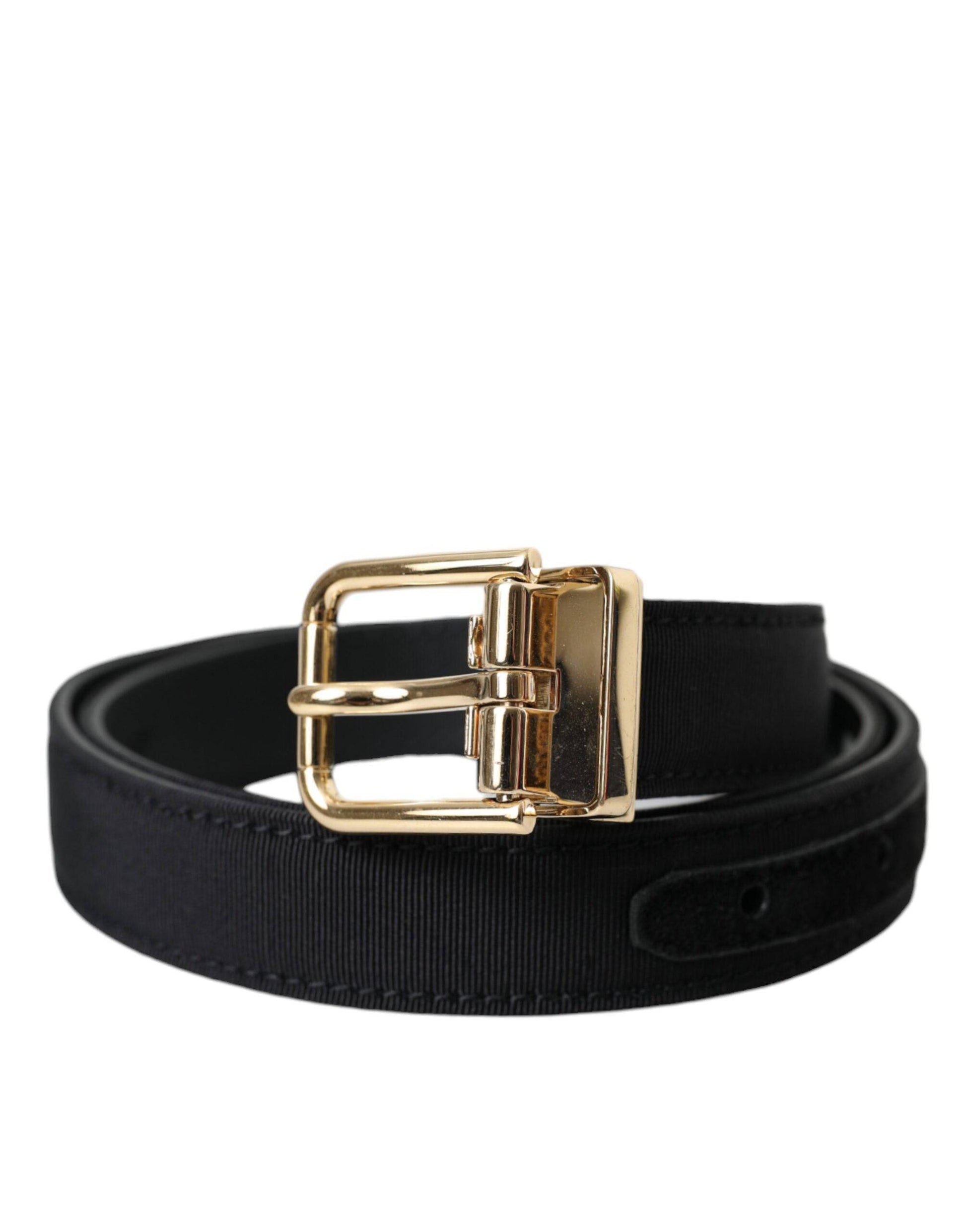 Dolce & Gabbana Black Gros Grain Gold Metal Buckle Belt Men - ACCEXO