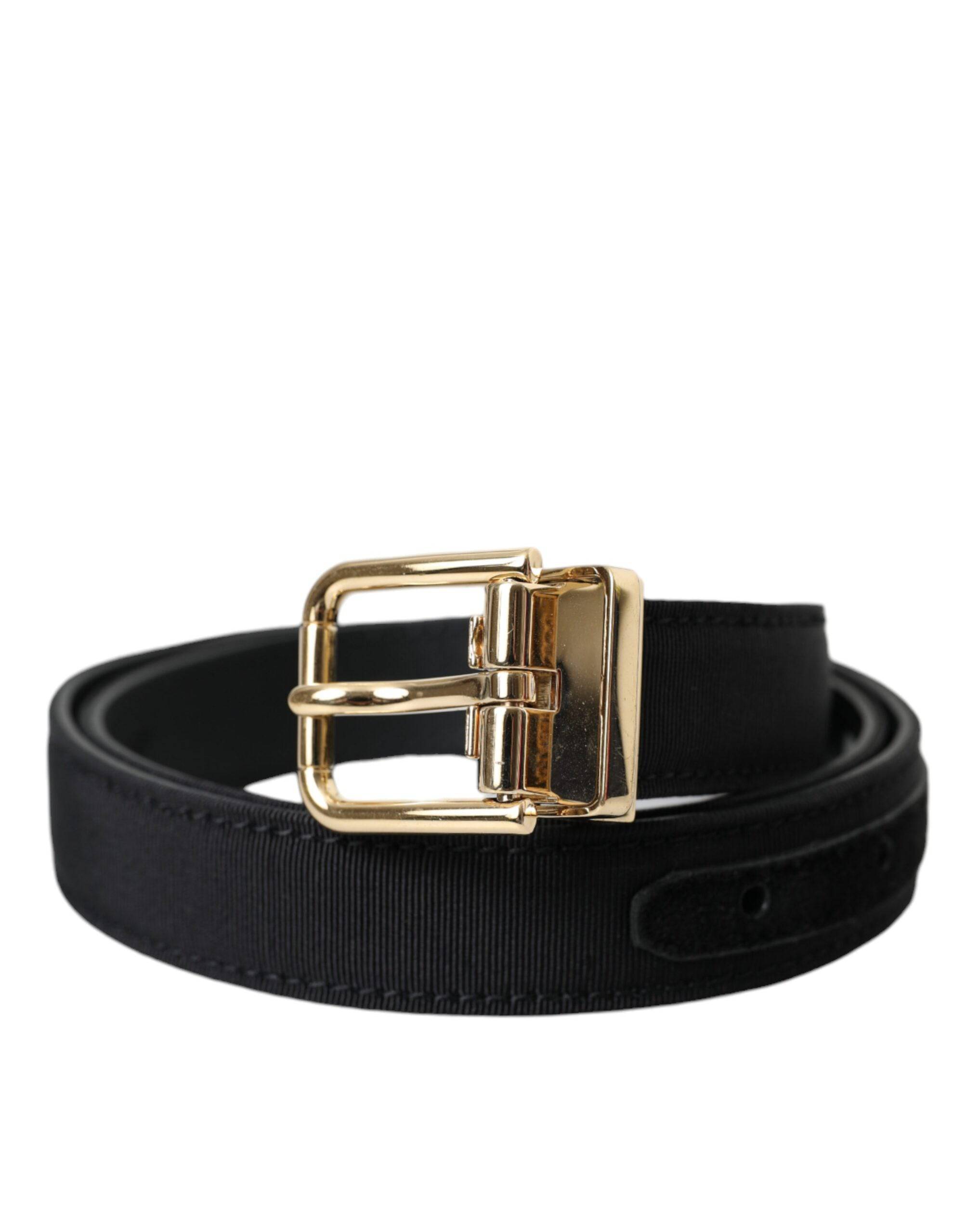Dolce & Gabbana Black Gros Grain Gold Metal Buckle Belt Men - ACCEXO