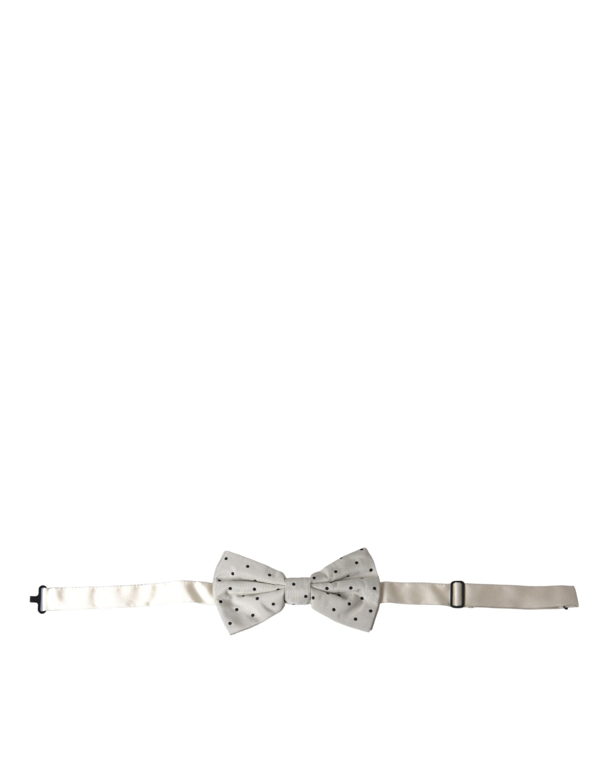 Dolce & Gabbana White Black Polka Dot Polyester Bow Tie Men - ACCEXO