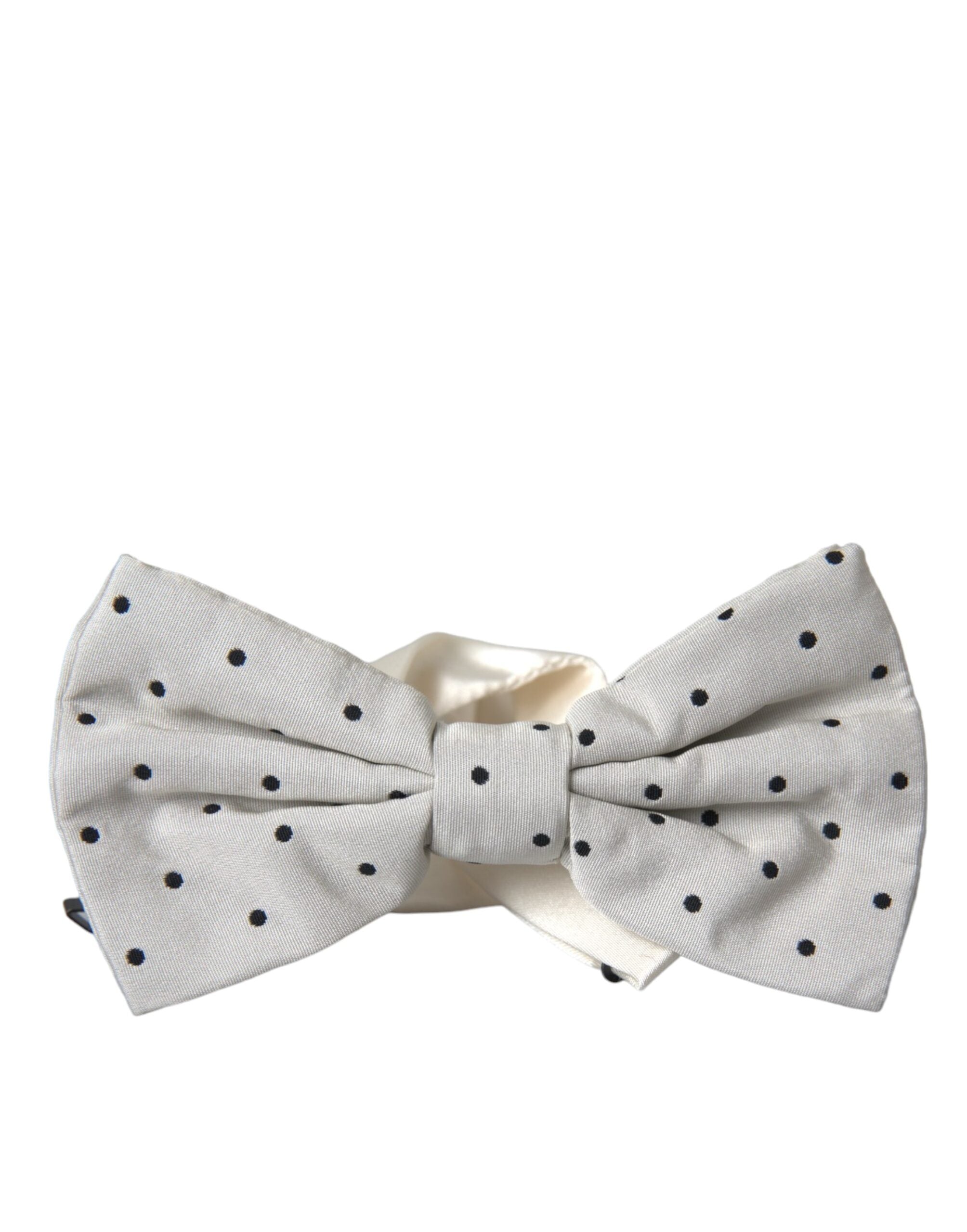 Dolce & Gabbana White Black Polka Dot Polyester Bow Tie Men - ACCEXO