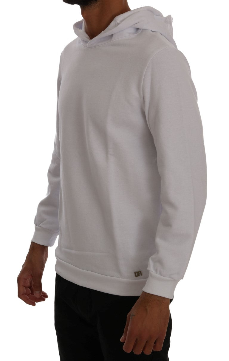 Daniele Alessandrini Elegant White Cotton Hooded Sweater - ACCEXO
