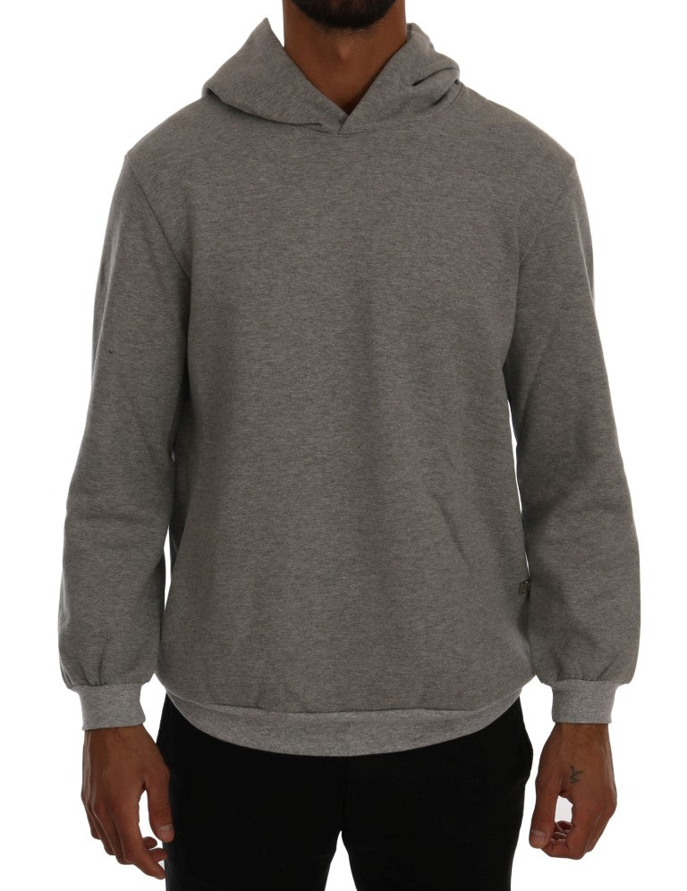 Daniele Alessandrini Sophisticated Gray Cotton Hooded Sweater - ACCEXO