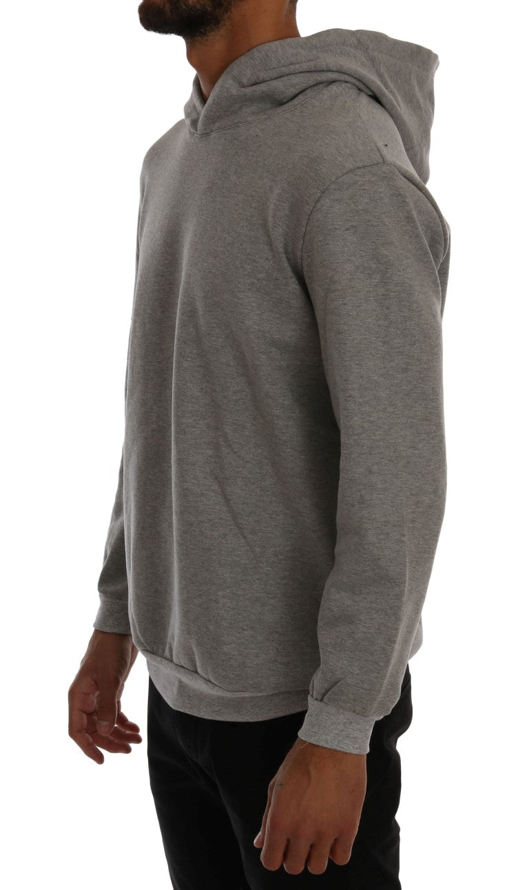 Daniele Alessandrini Sophisticated Gray Cotton Hooded Sweater - ACCEXO