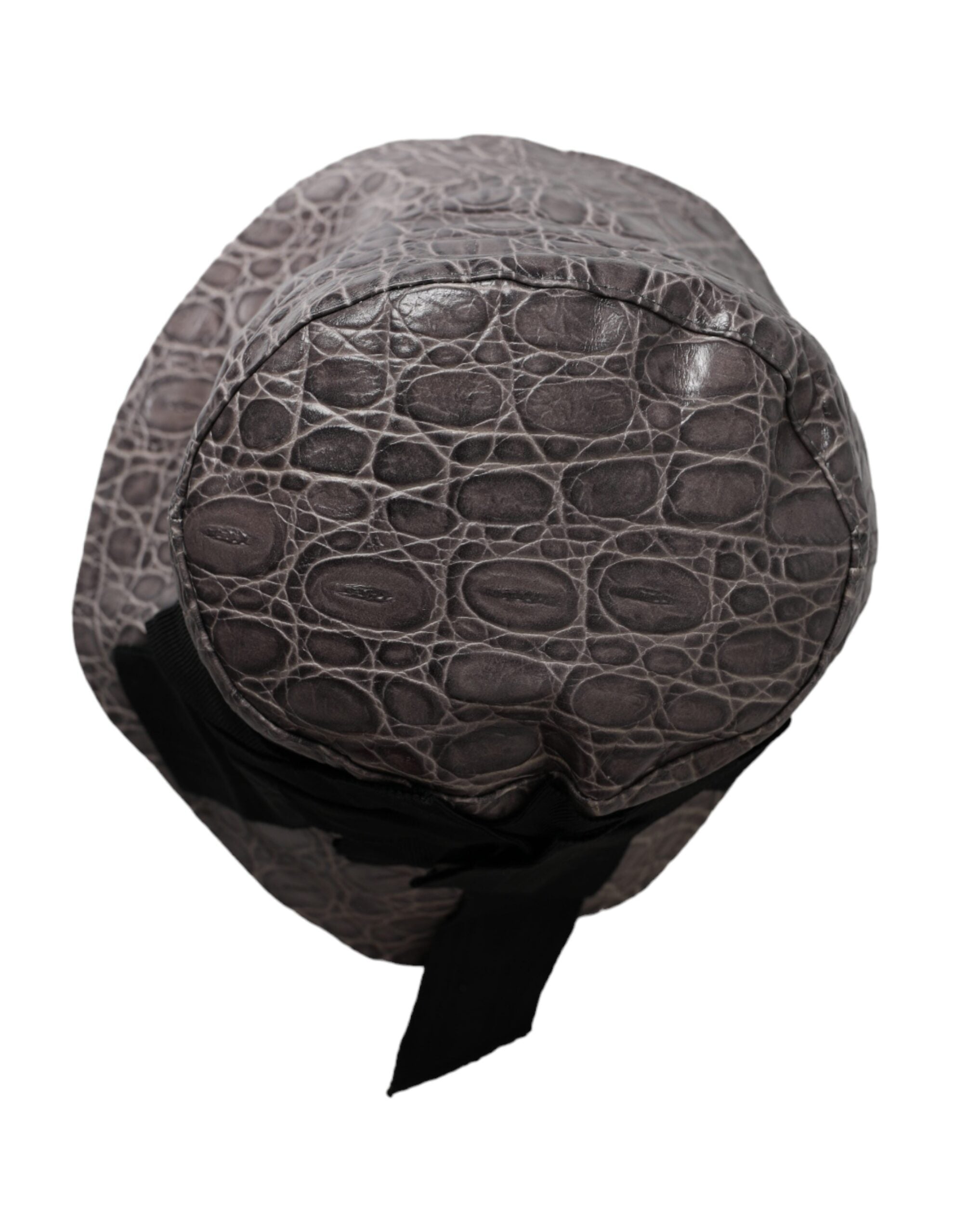 Dolce & Gabbana Black Gray Patterned Leather Bucket Hat - ACCEXO