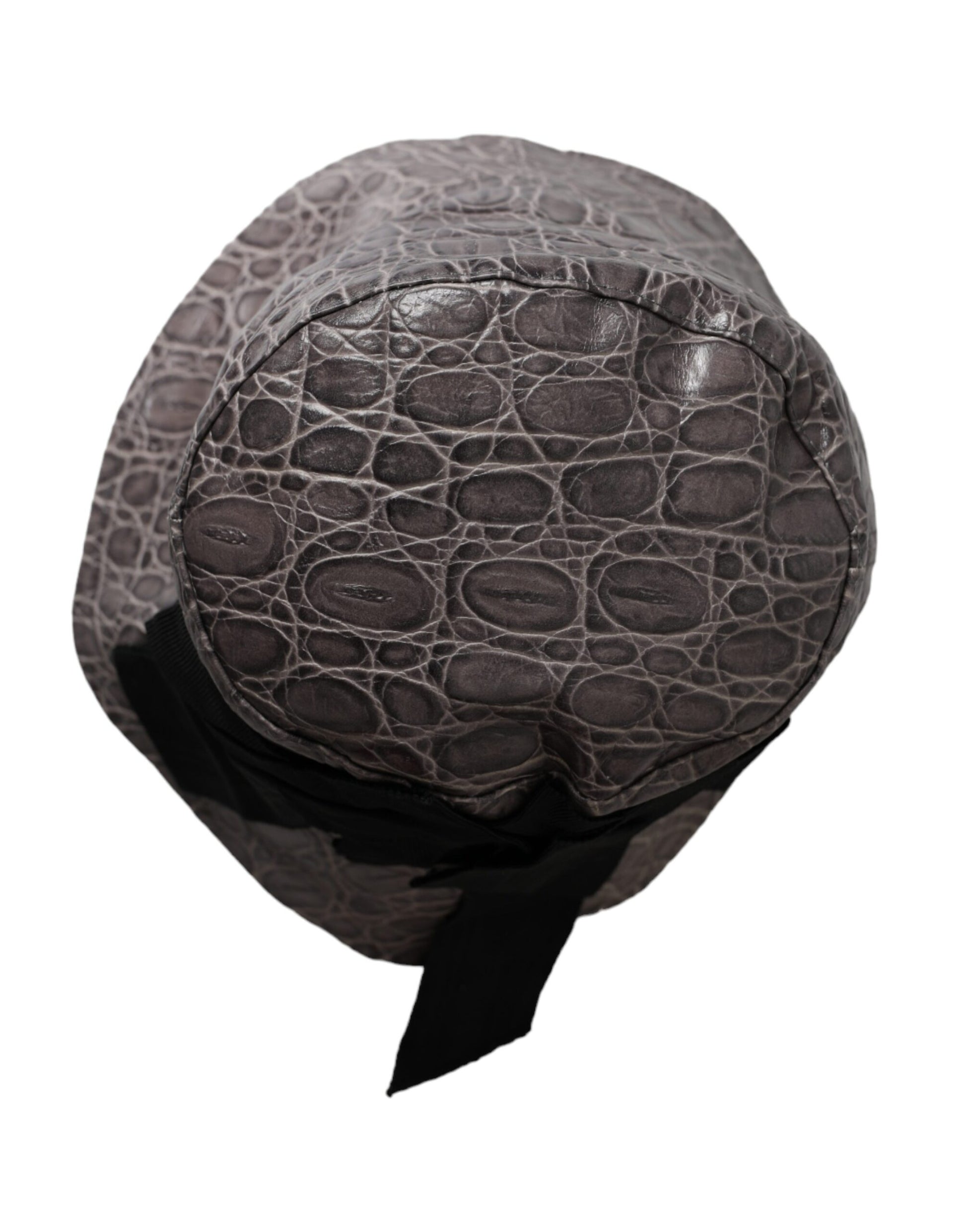 Dolce & Gabbana Black Gray Patterned Leather Bucket Hat - ACCEXO