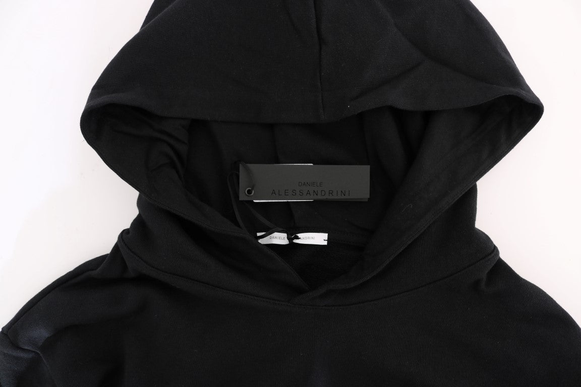 Daniele Alessandrini Elegant Black Cotton Hooded Sweater - ACCEXO