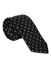 Dolce & Gabbana Black Logo Cotton Blend Adjustable Tie - ACCEXO