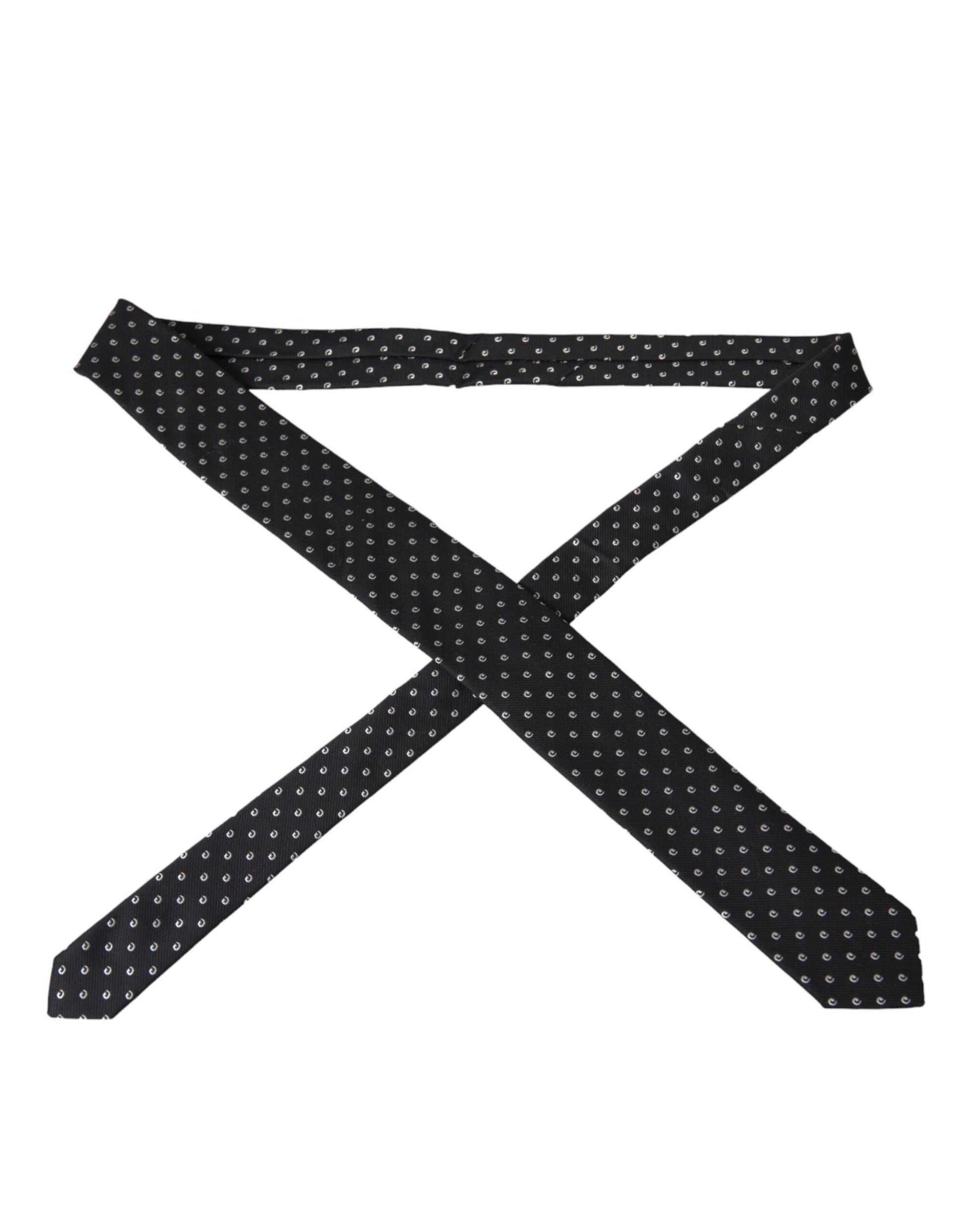 Dolce & Gabbana Black Logo Cotton Blend Adjustable Tie - ACCEXO