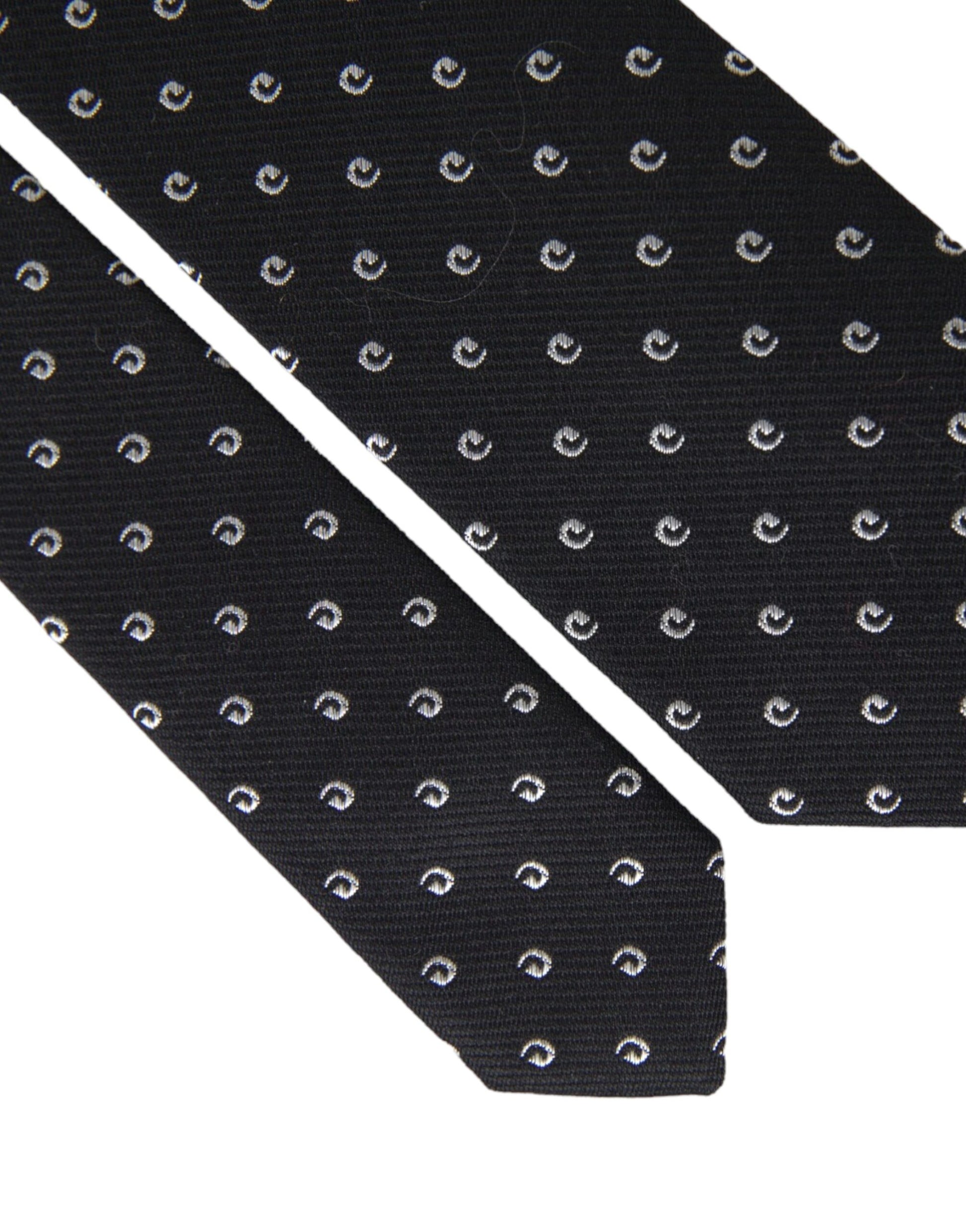Dolce & Gabbana Black Logo Cotton Blend Adjustable Tie - ACCEXO
