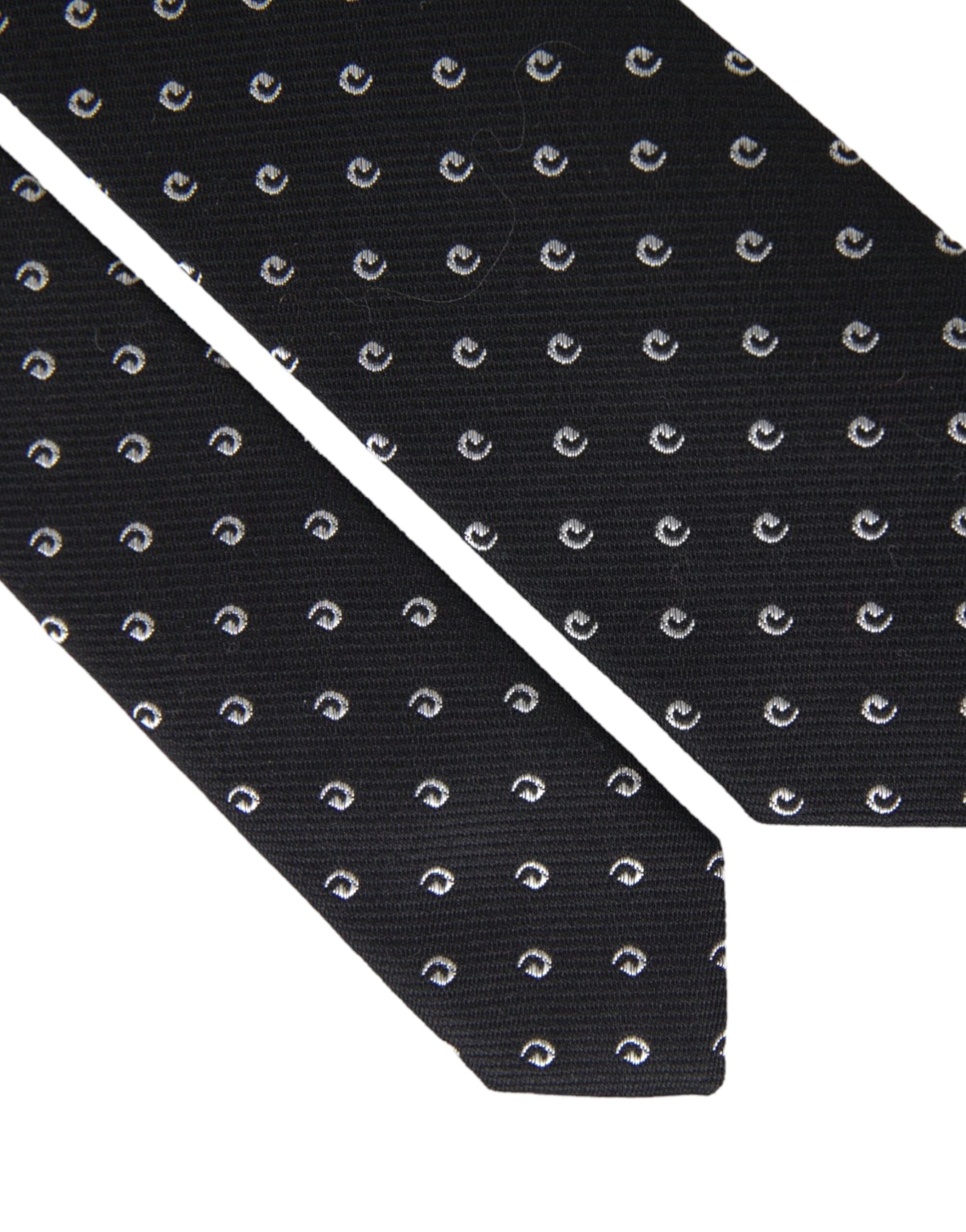 Dolce & Gabbana Black Logo Cotton Blend Adjustable Tie - ACCEXO