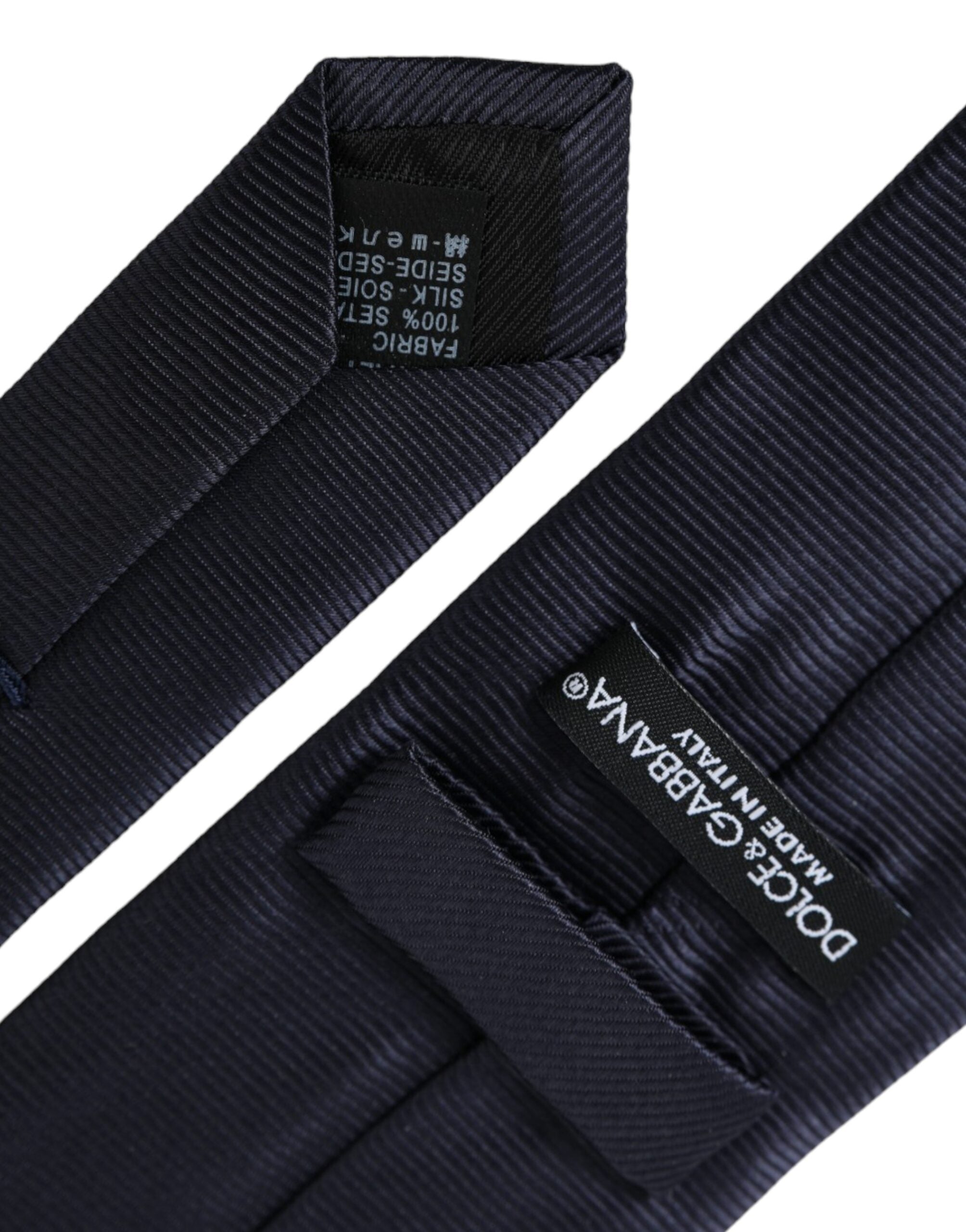 Dolce & Gabbana Blue Solid Silk Adjustable Tie Men - ACCEXO