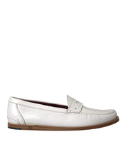 Dolce & Gabbana White Leather Slip On Mocassin Loafers Shoes - ACCEXO